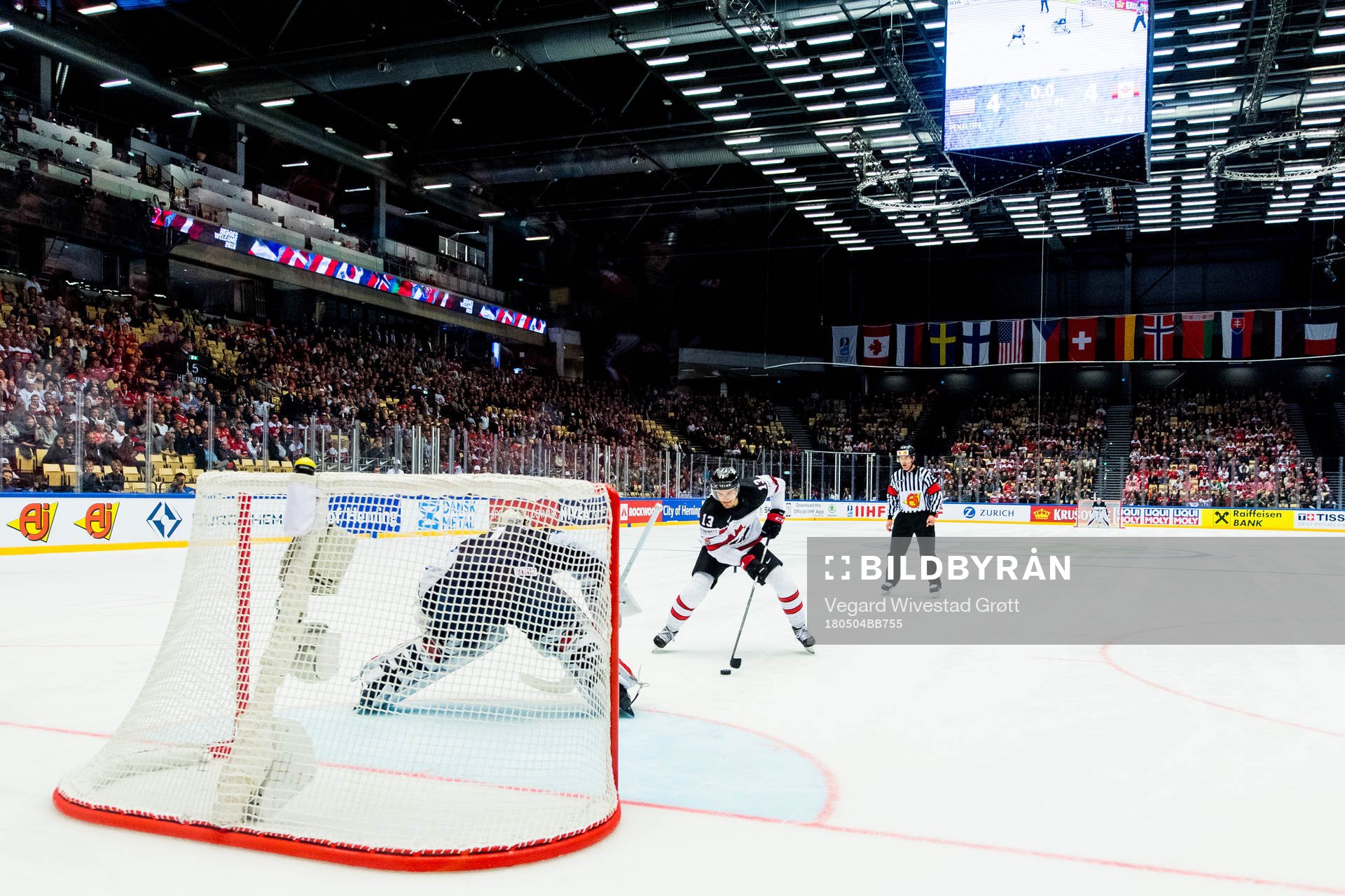 Matt Barzal of Canada misses his penalty shoot-out attempt