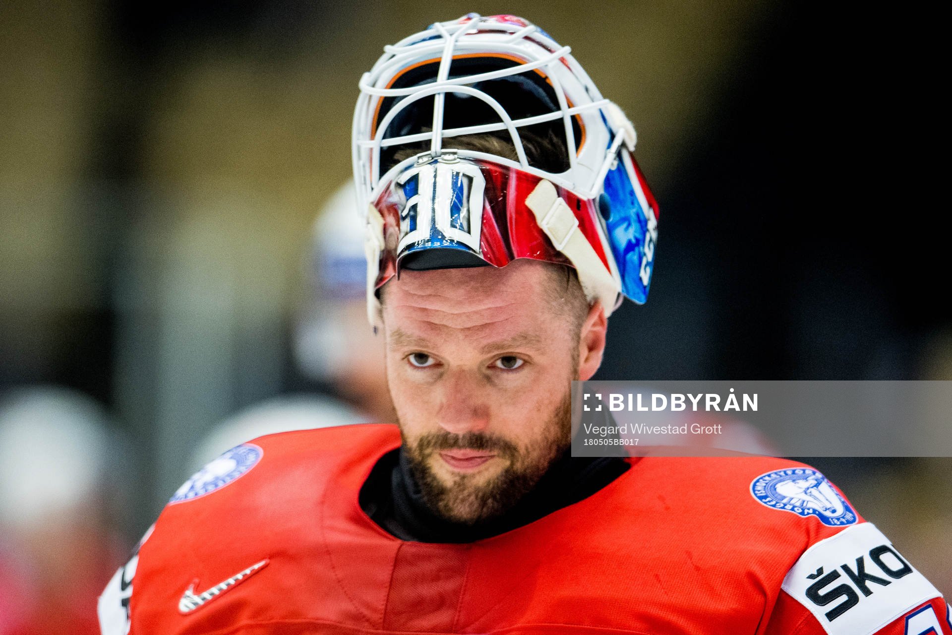 Goaltender Lars Haugen of Norway
