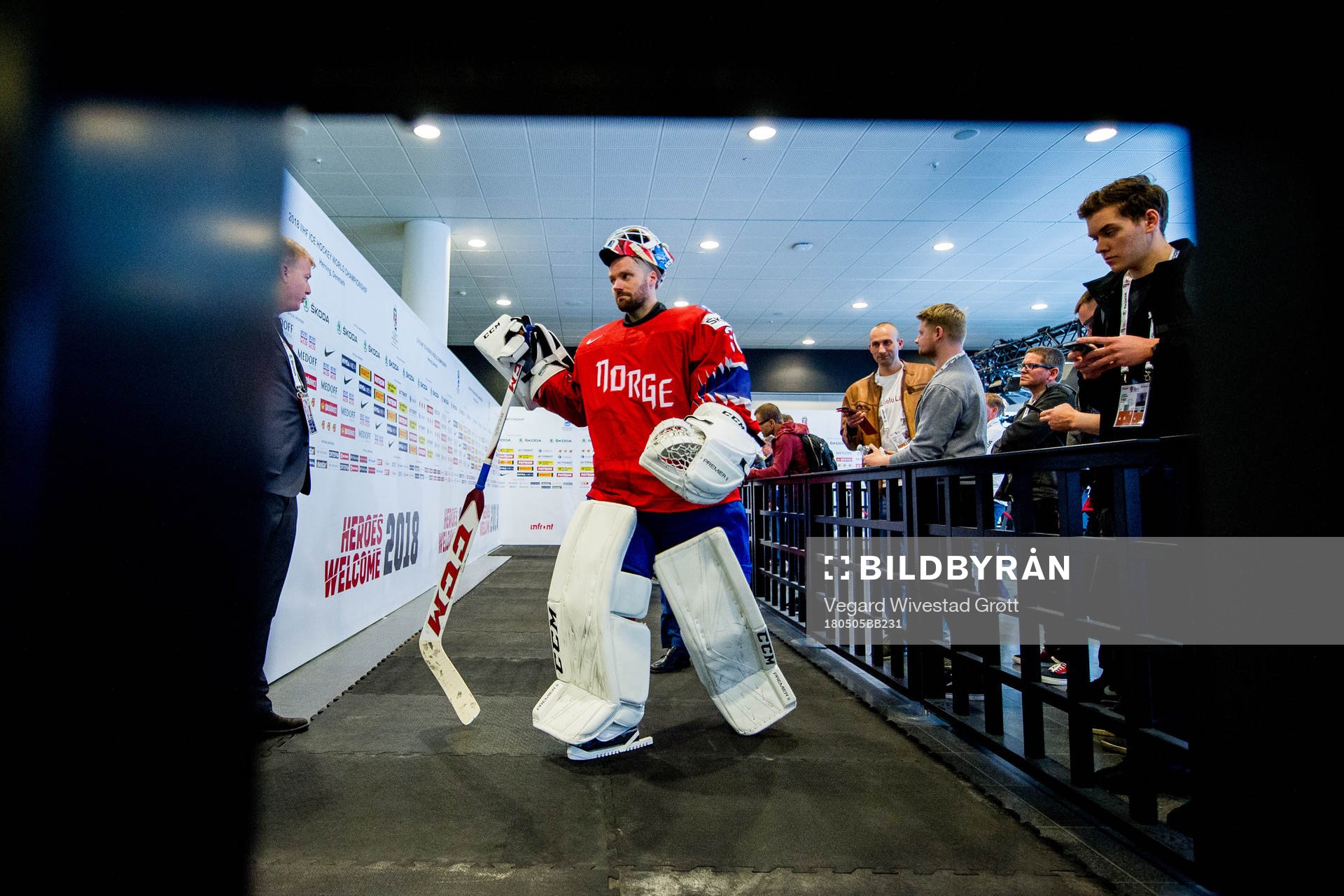 Goaltender Lars Haugen of Norway