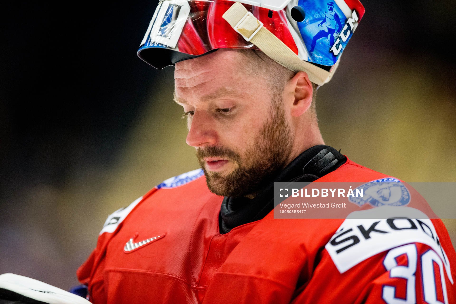 Goaltender Lars Haugen of Norway