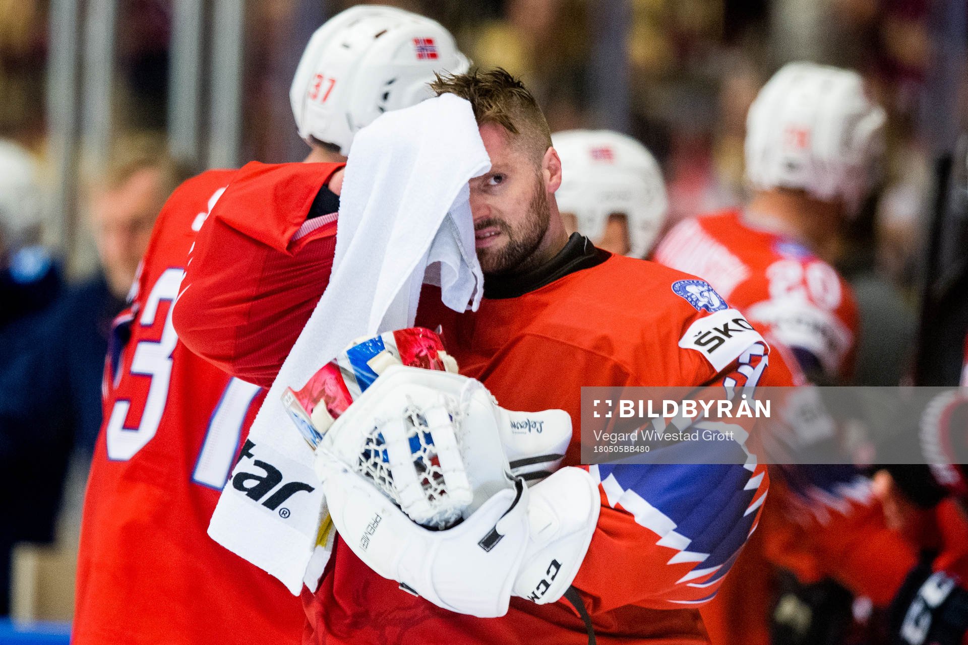 Goaltender Lars Haugen of Norway