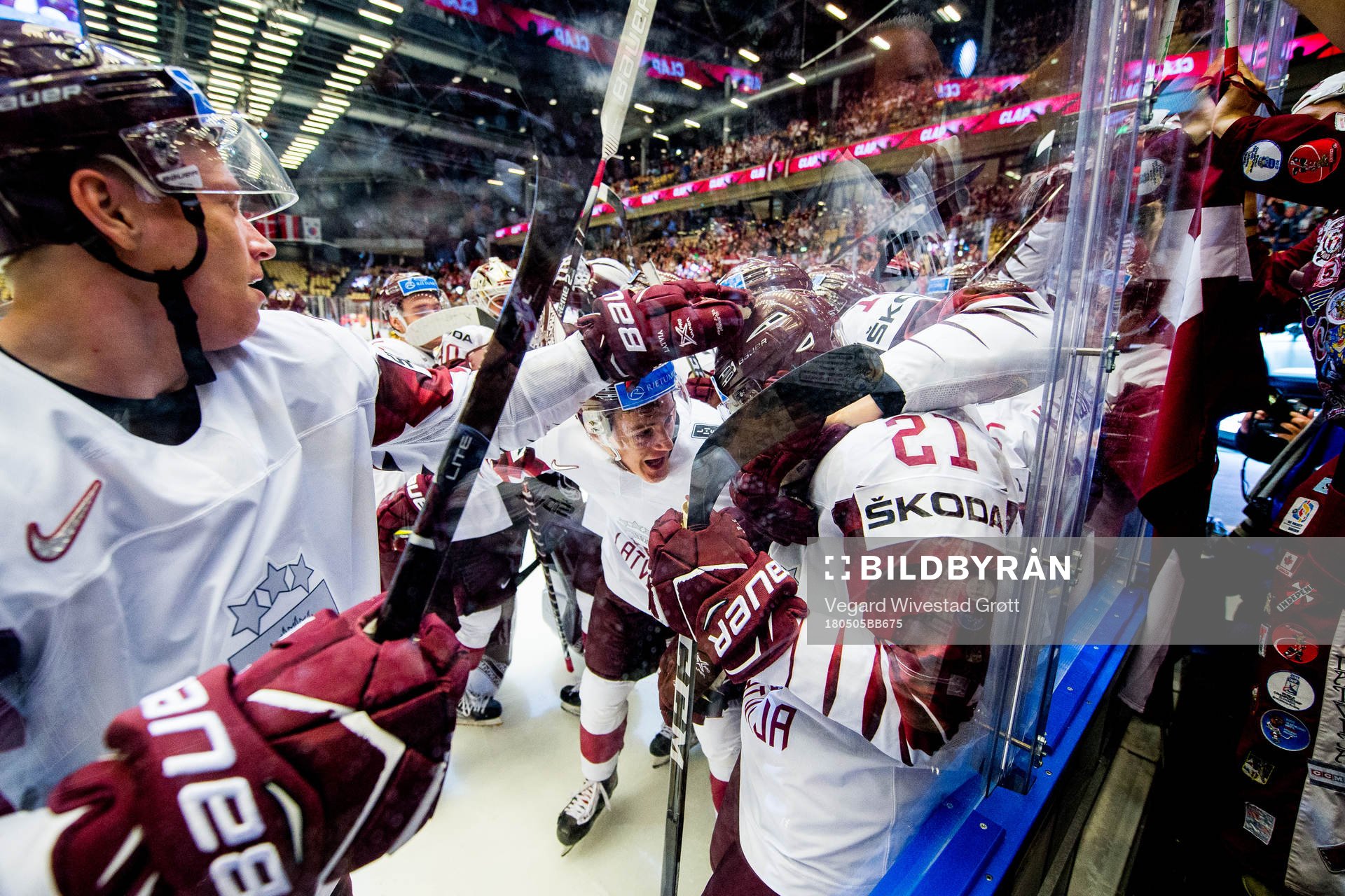 Rudolfs Balcers of Latvia celebrates