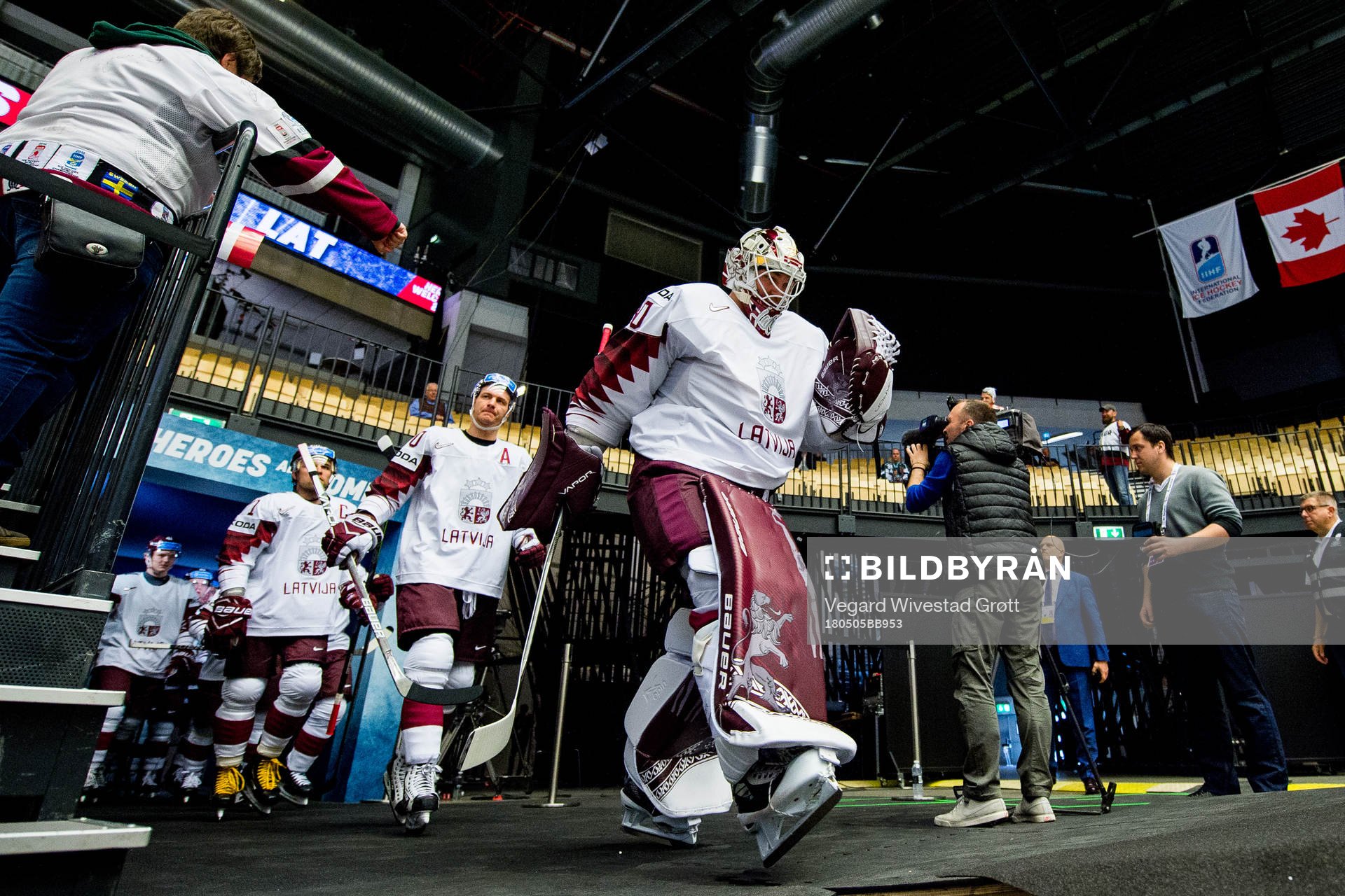 Goaltender Elvis Merzlikins of Latvia