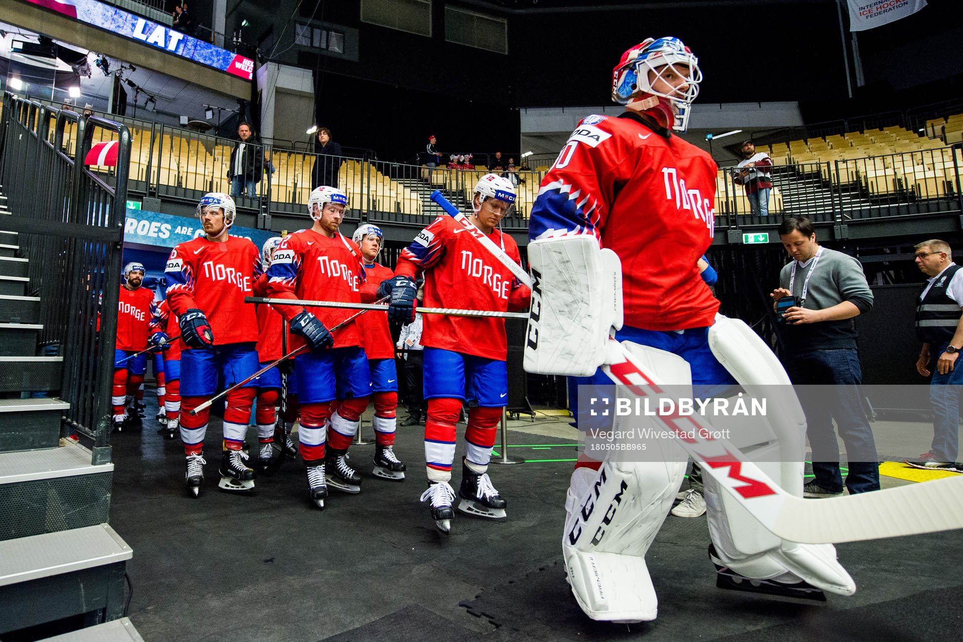 Goaltender Lars Haugen of Norway