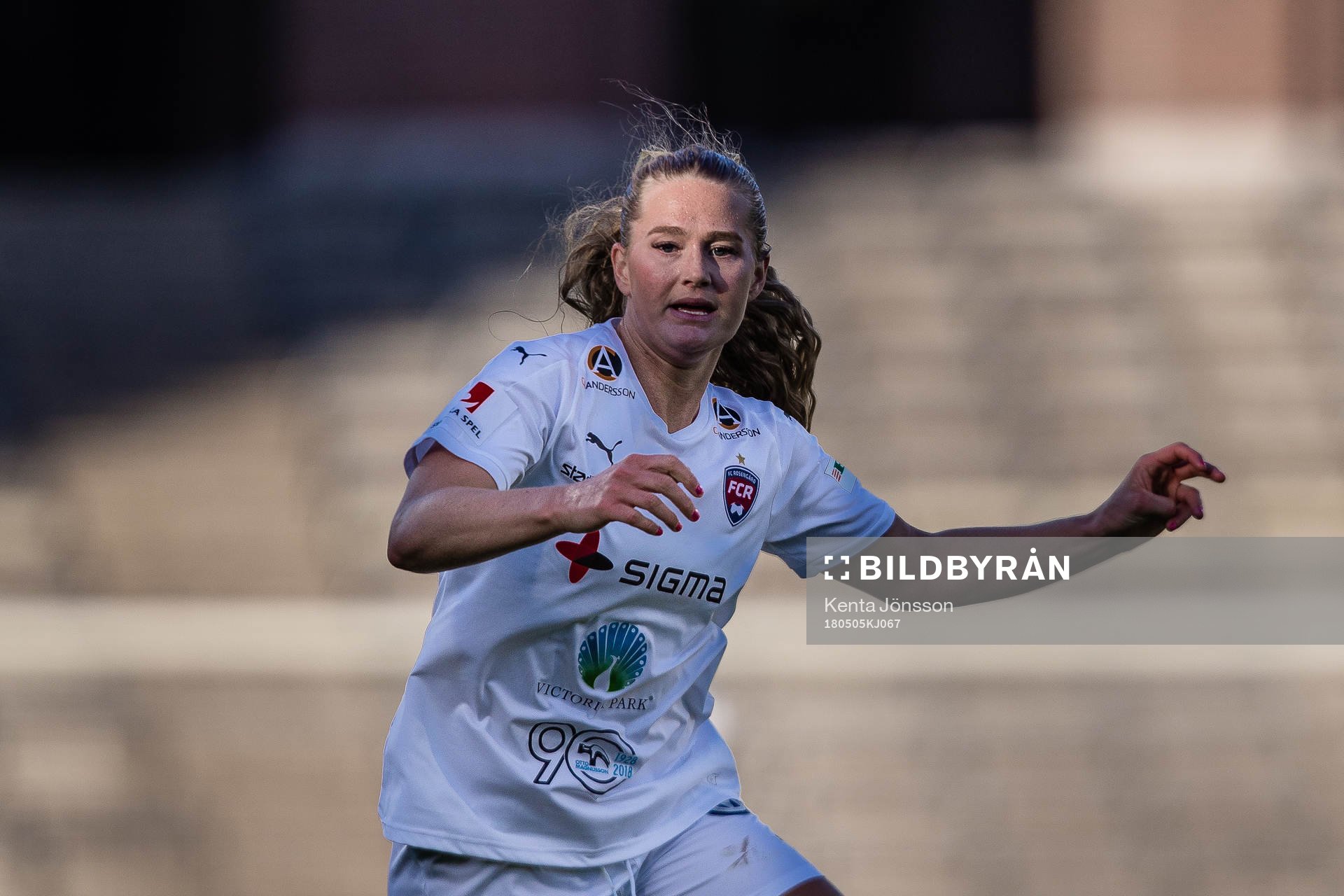 Rosengårds Lisa-Marie Utland under fotbollsmatchen i Damallsvenskan mellan Djurgården och Rosengård den 5 Maj 2018 i Stockholm. 