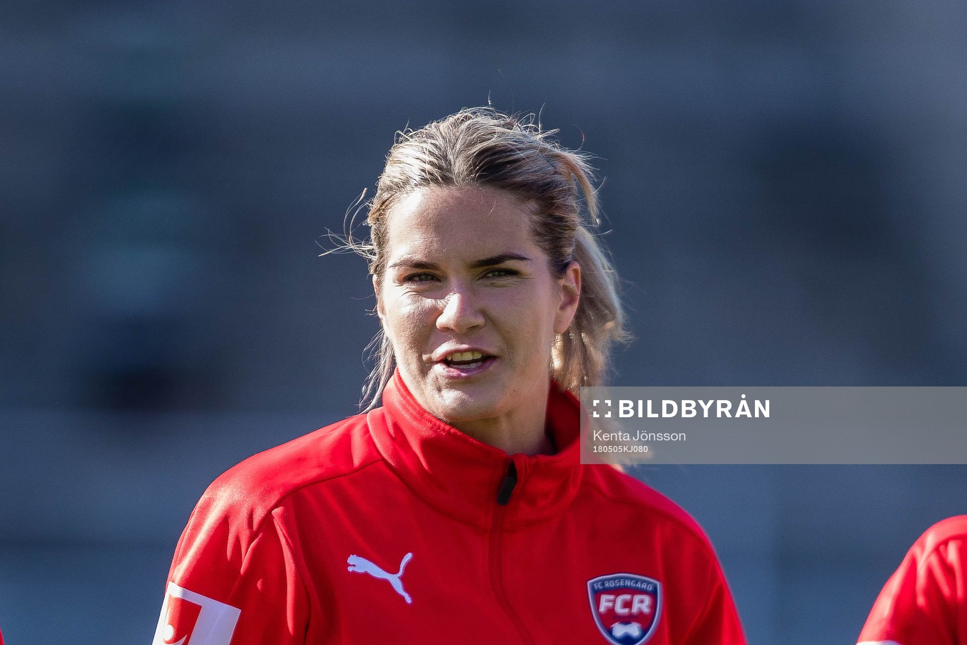 Rosengårds Hanna Folkesson innan fotbollsmatchen i