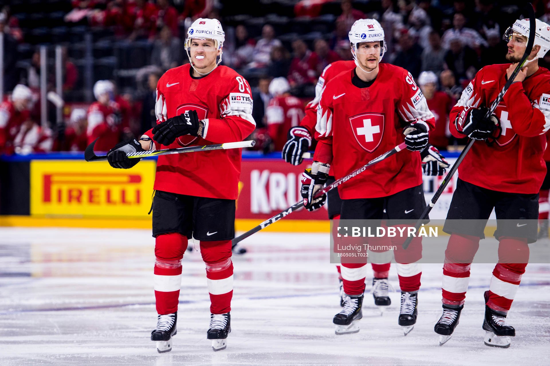 Schweiz Sven Andrighetto, Gaetan Haas och Tristan Scherwey