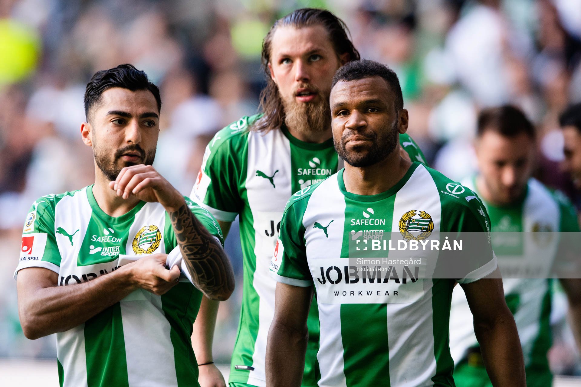 Hammarbys Jiloan Hamad , Björn Paulsen och Serge-Junior