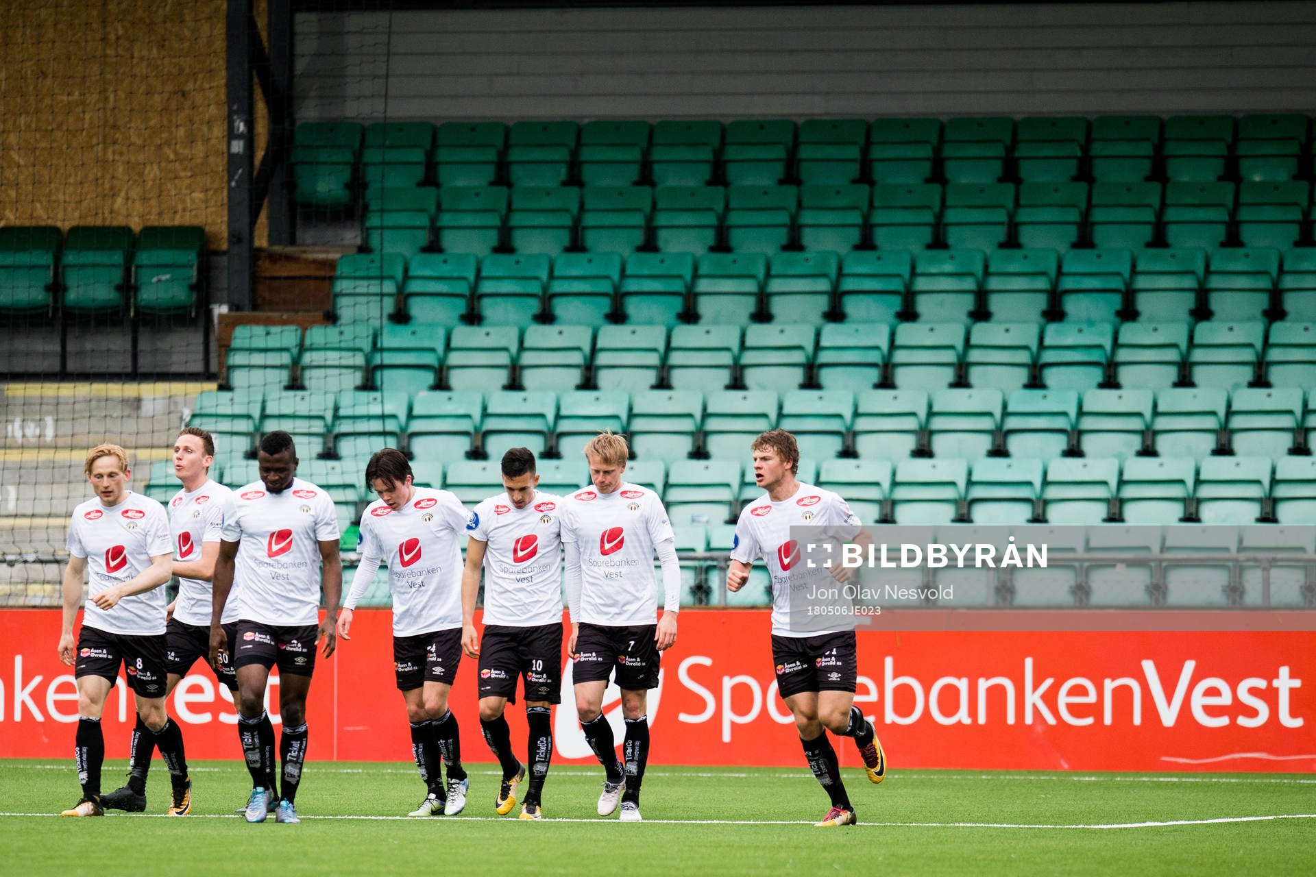 Players of Sogndal celebrate the 1-1 goal