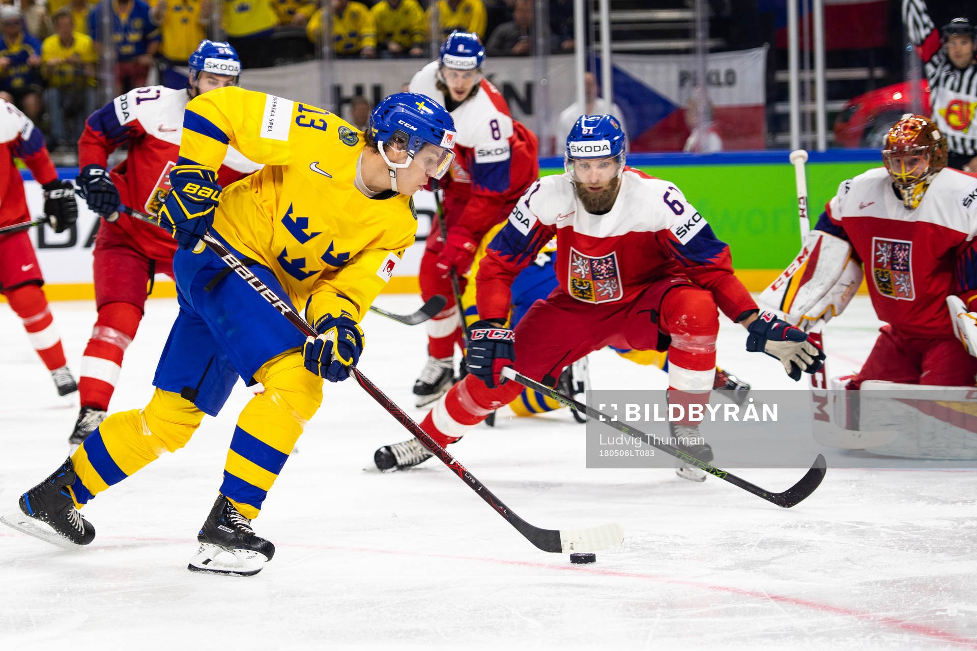 Sveriges Mattias Janmark mot Tjeckiens Adam Polasek och