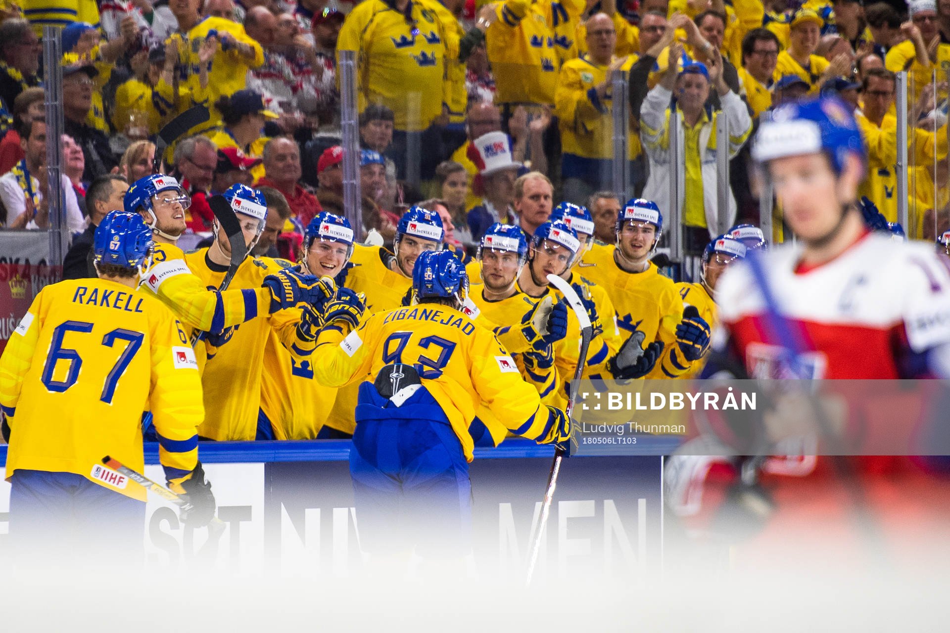 Sveriges Mika Zibanejad jublar med lagkamrater
