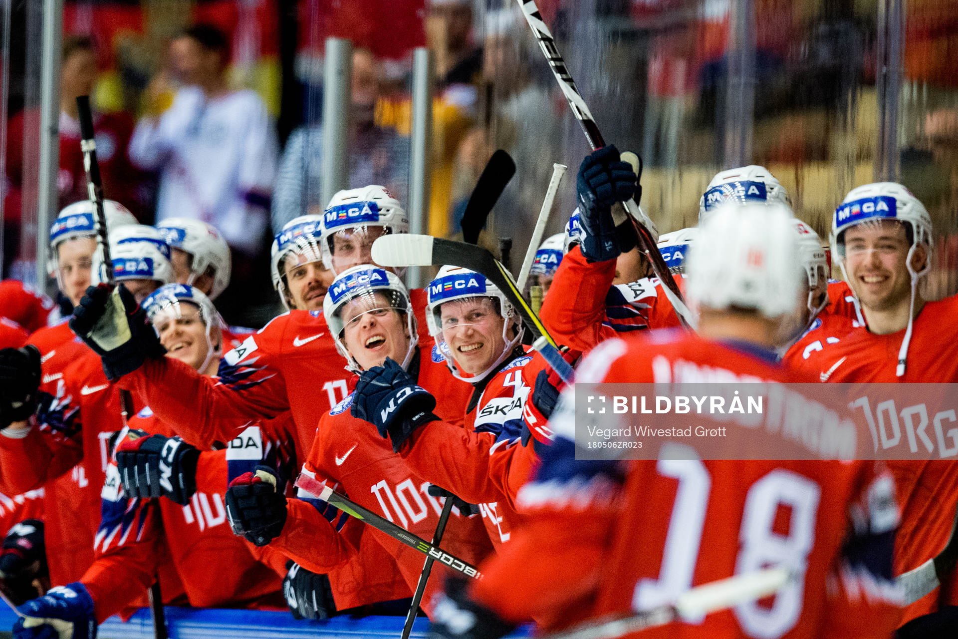 Tobias Lindström of Norway celebrates with Ken Andre