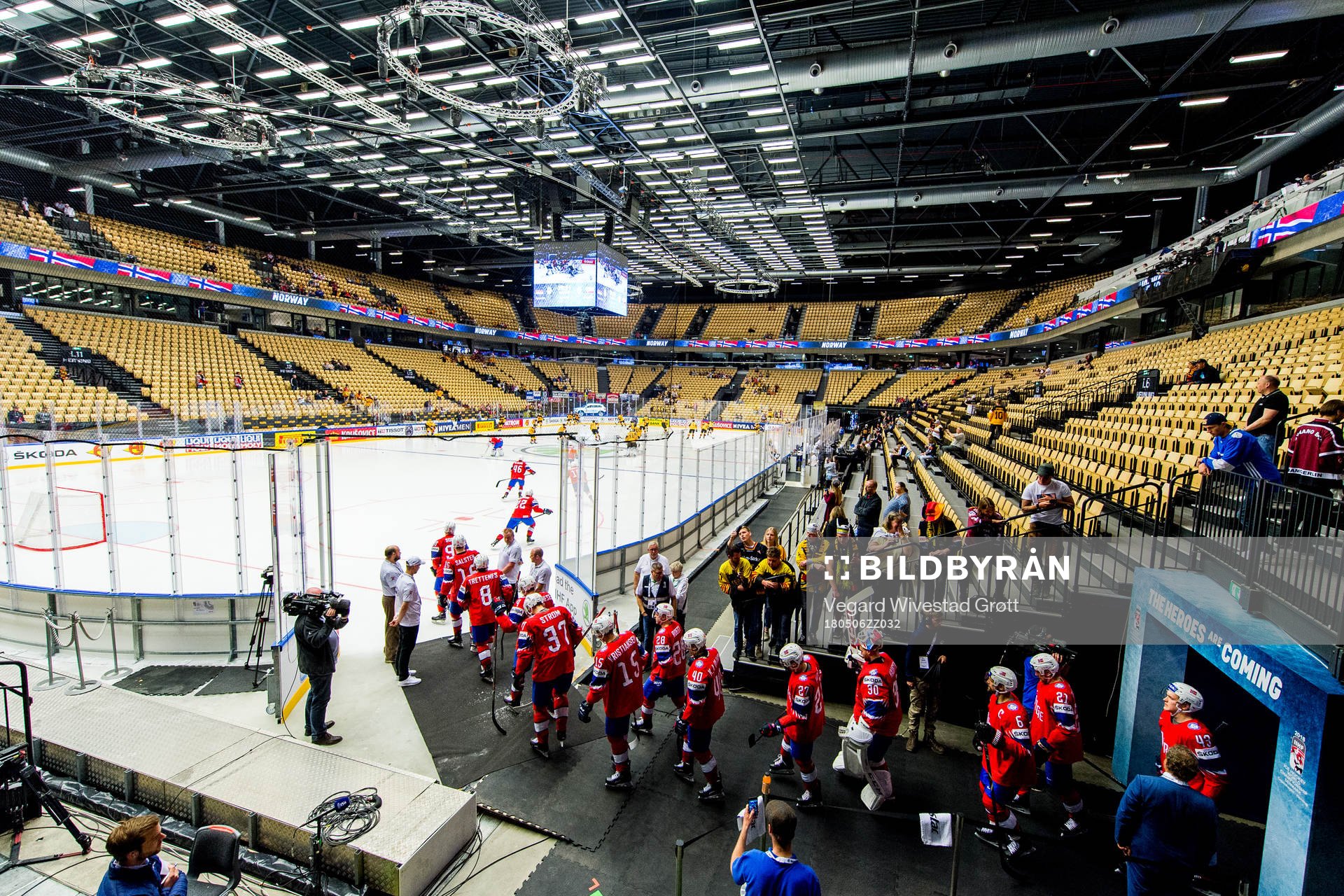 General view of Jyske Bank Boxen as players of Norway enter