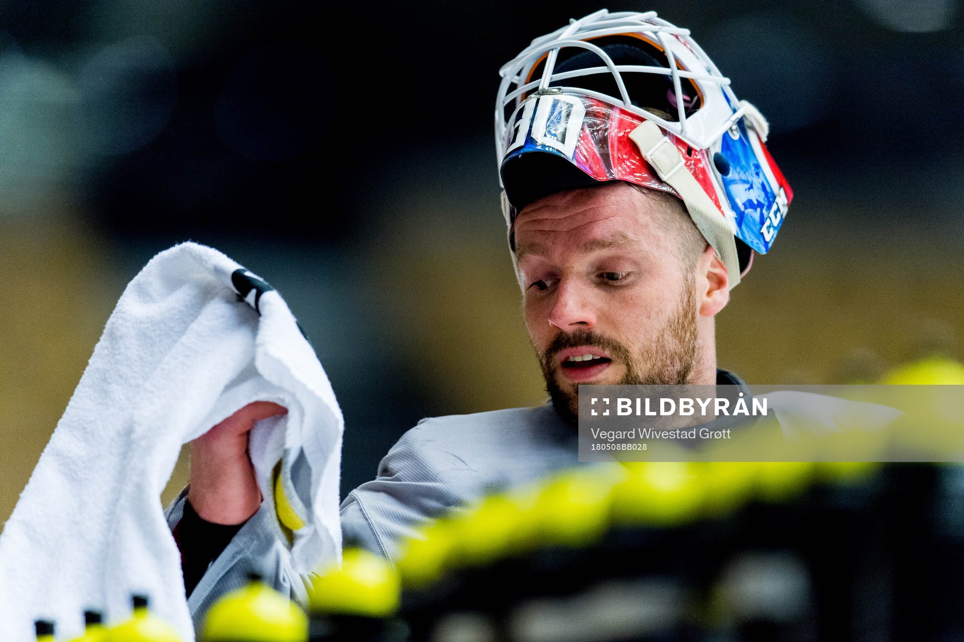 Goaltender Lars Haugen of Norway