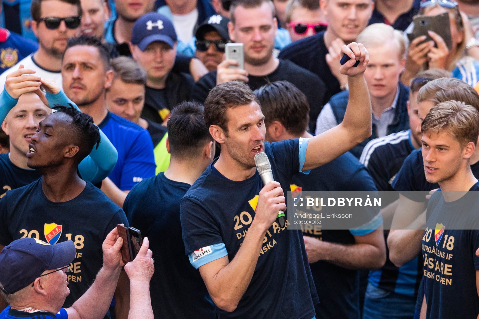 Djurgårdens målvakt Andreas Isaksson jublar ftere vinsten