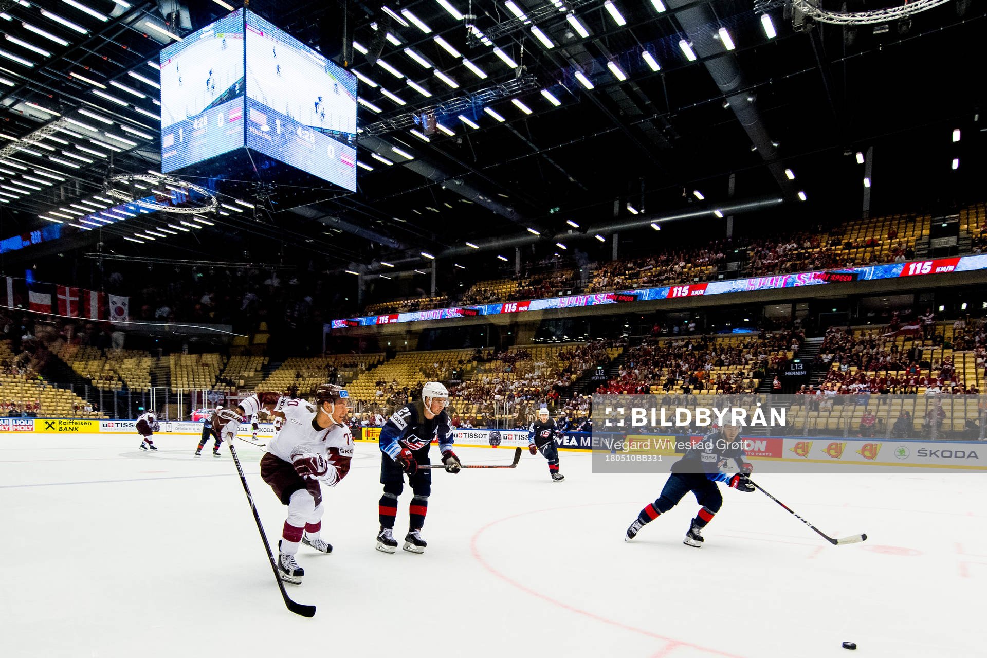 Miks Indrasis of Latvia, Dylan Larkin of USA and Alex