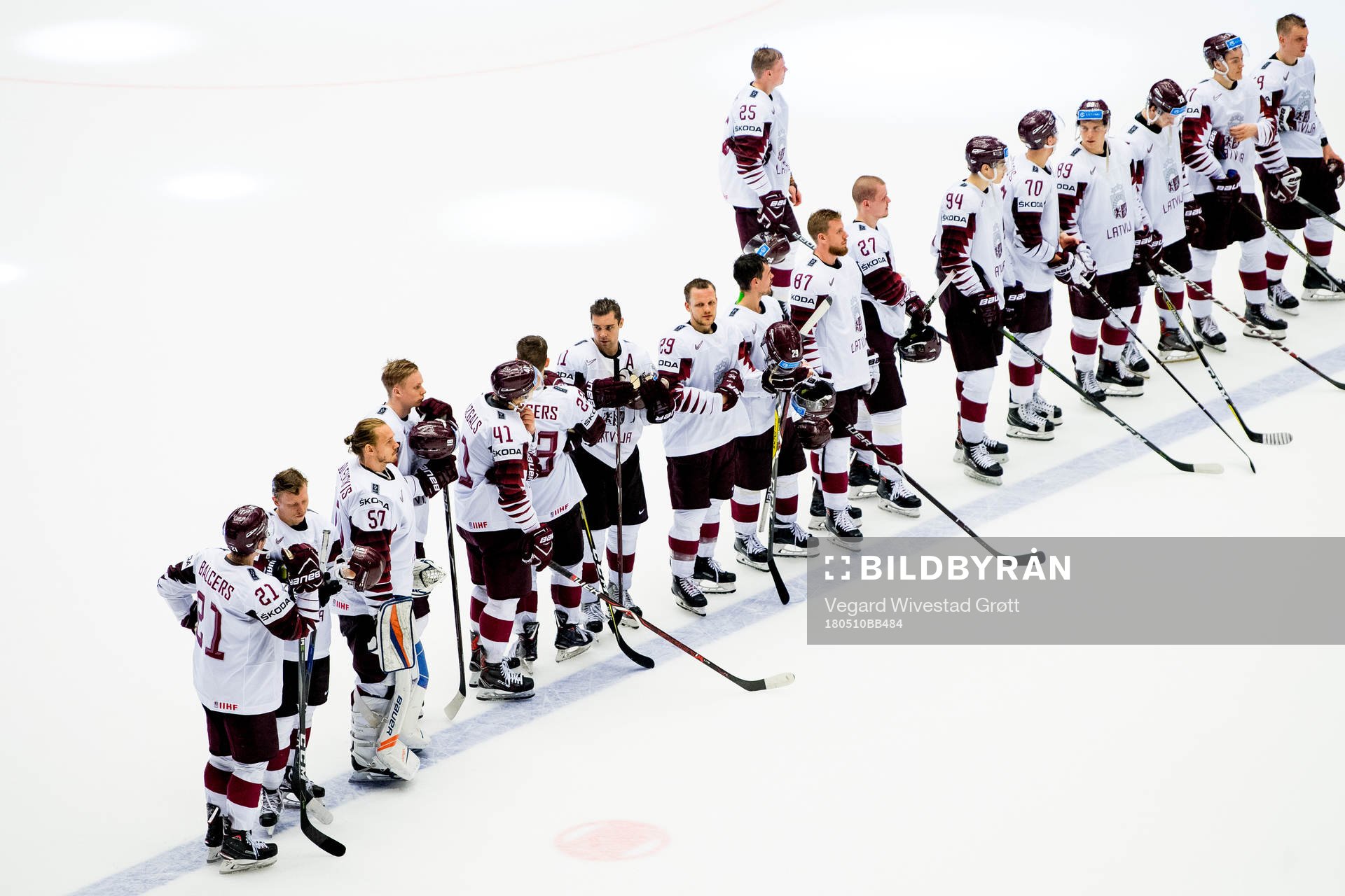 Players of Latvia line up