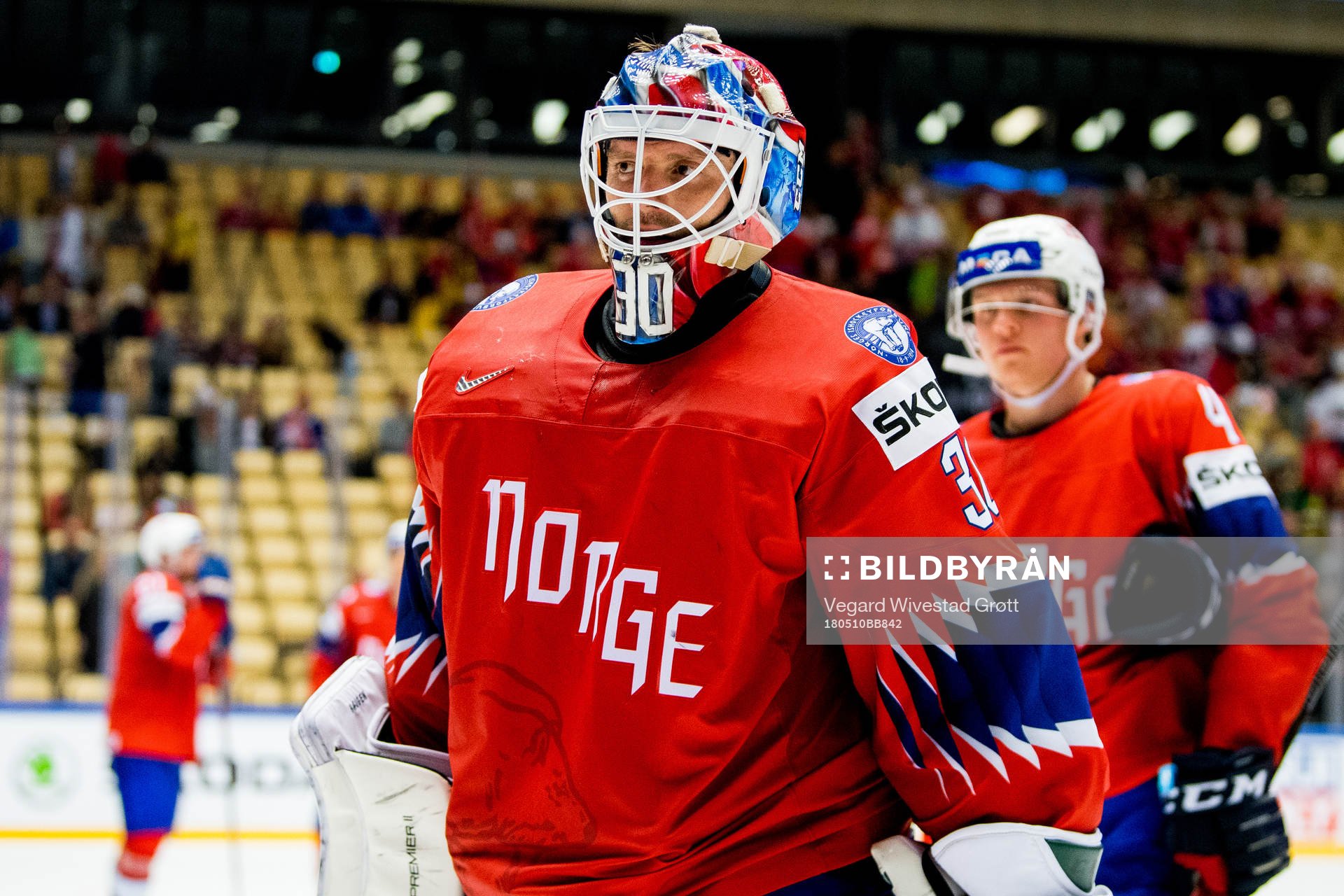 Goaltender Lars Haugen of Norway
