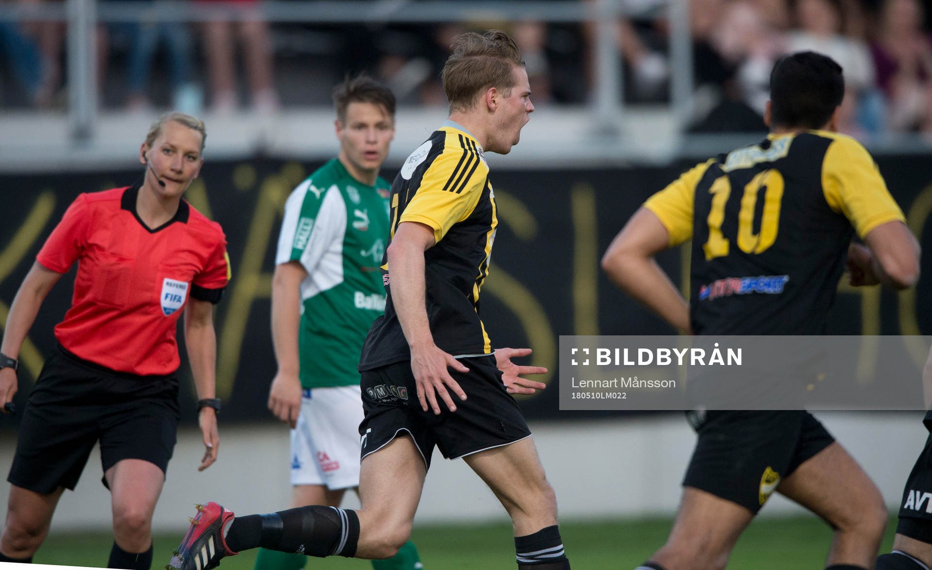 IFK Hässleholms Filip Ranmo har kvitterat i matchen i division 2 mellan Hässleholms IF och IFK Hässleholm i Hässleholm 10 maj 2018.