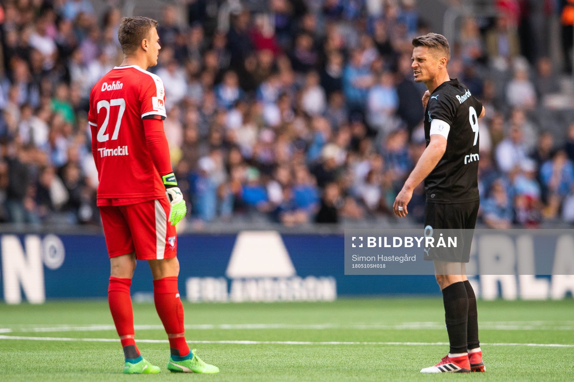 Malmö FFs målvakt Johan Dahlin och Markus Rosenberg