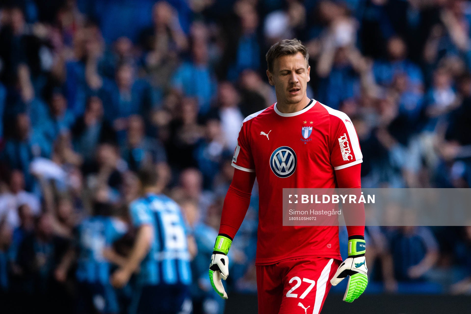 Malmö FFs målvakt Johan Dahlin deppar