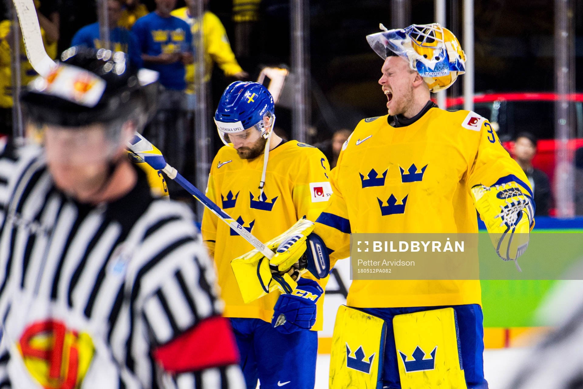 Sveriges målvakt Anders Nilsson jublar