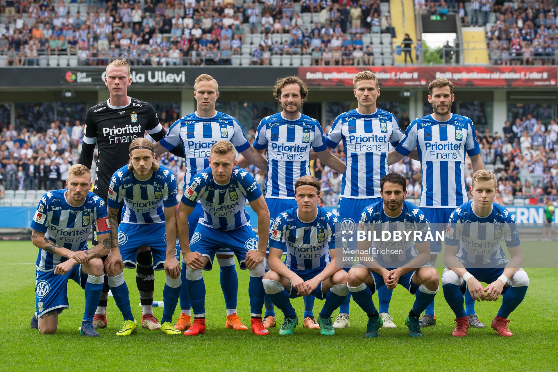 IFK Göteborgs startelva uppe fr.v. målvakt Pontus