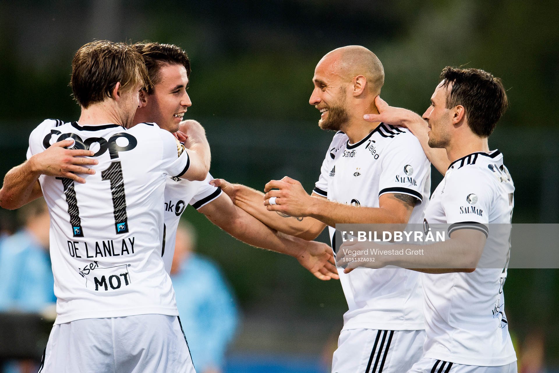 Anders Trondsen of Rosenborg celebrates with teammates