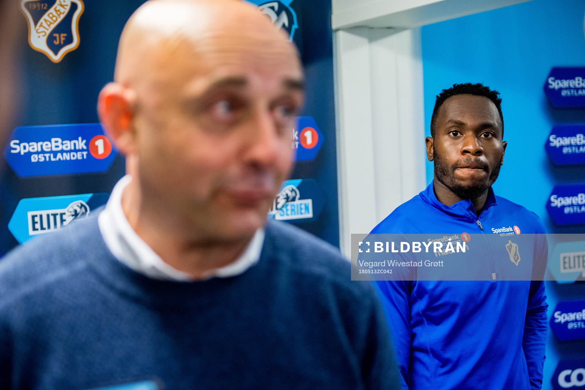 Franck Boli and Toni Ordinas, head coach of Stabæk