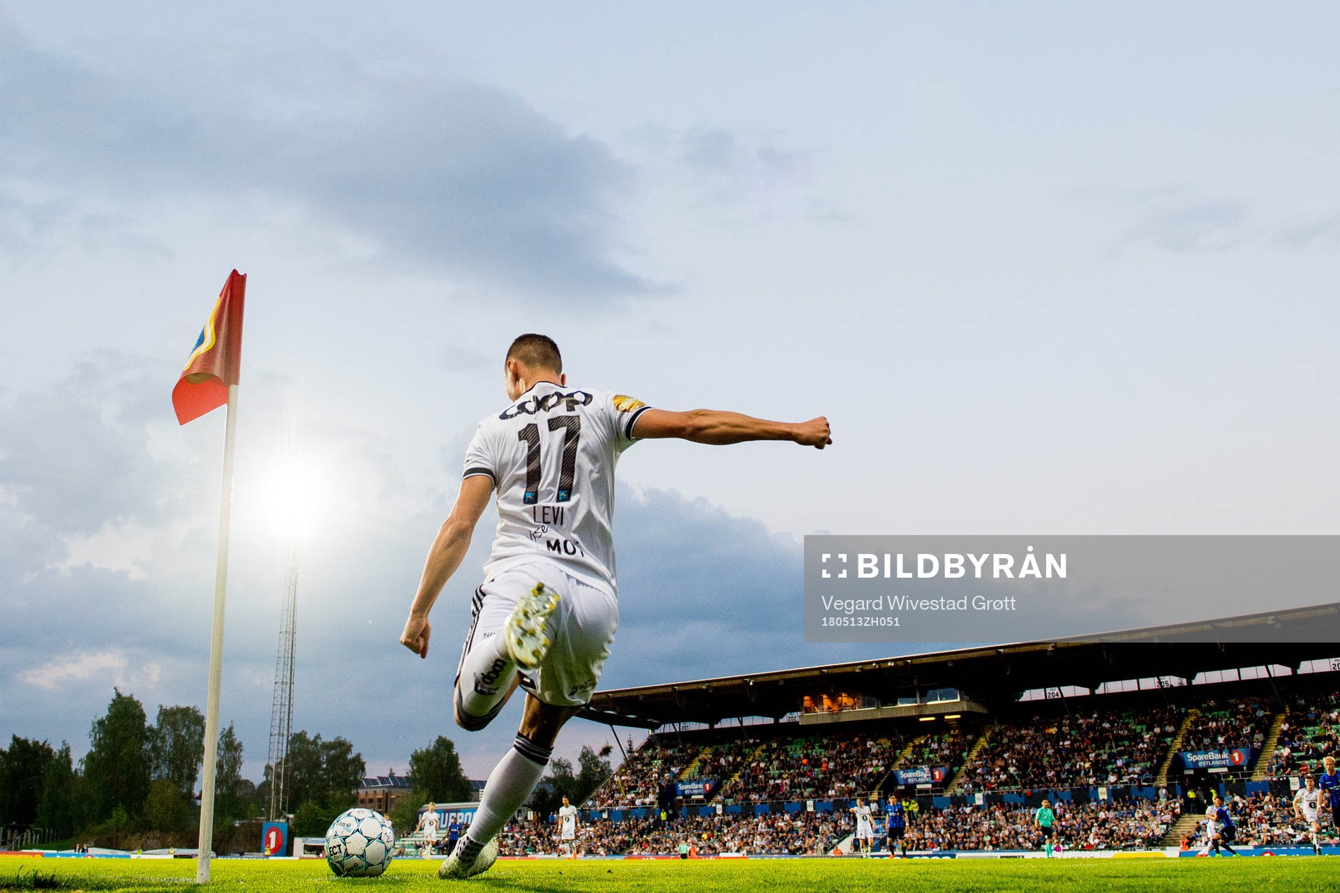 Jonathan Levi of Rosenborg takes a corner kick