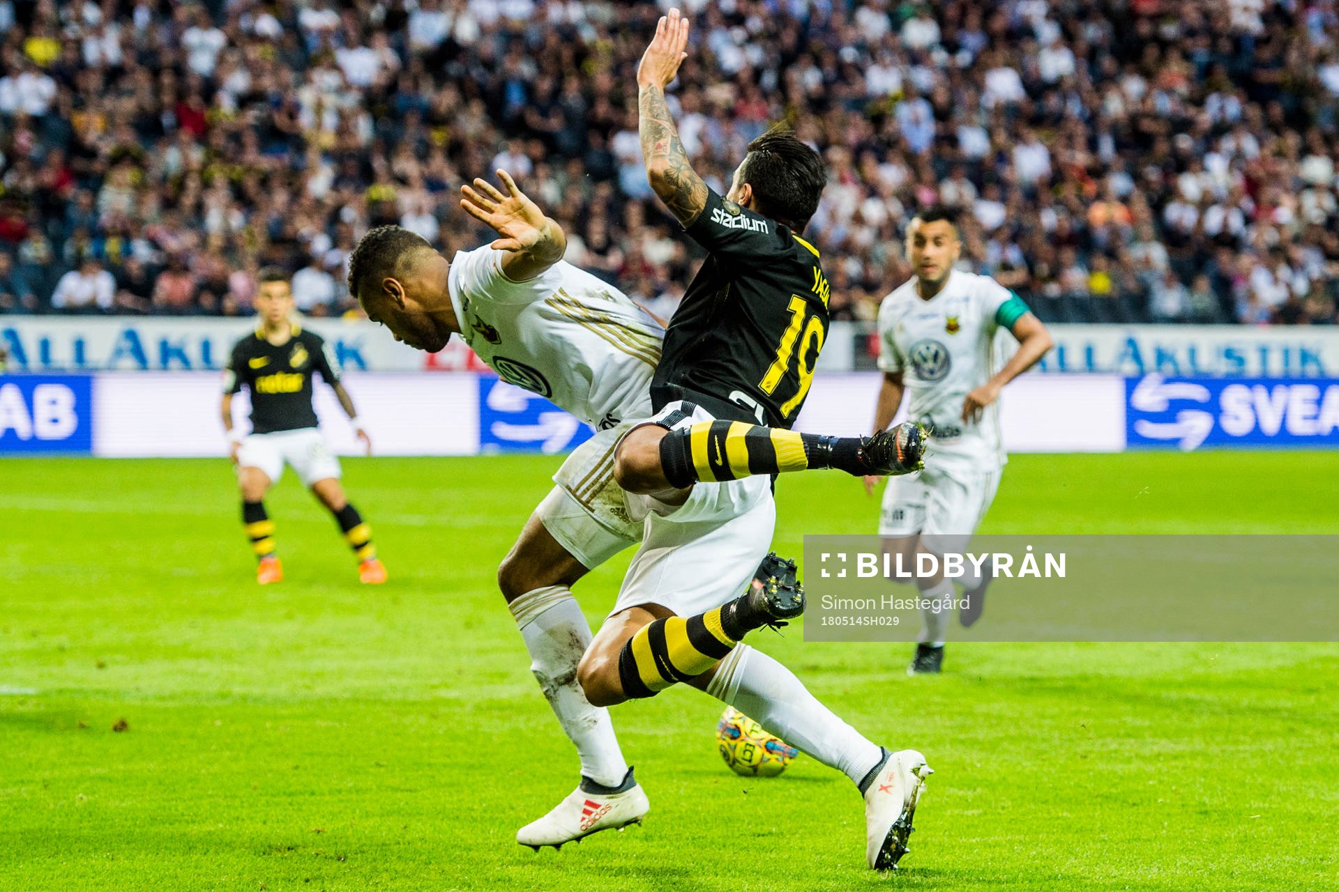 AIK:s Ahmed Yasin under fotbollsmatchen i Allsvenskan mellan AIK och Östersund den 14 maj 2018 i Stockholm.