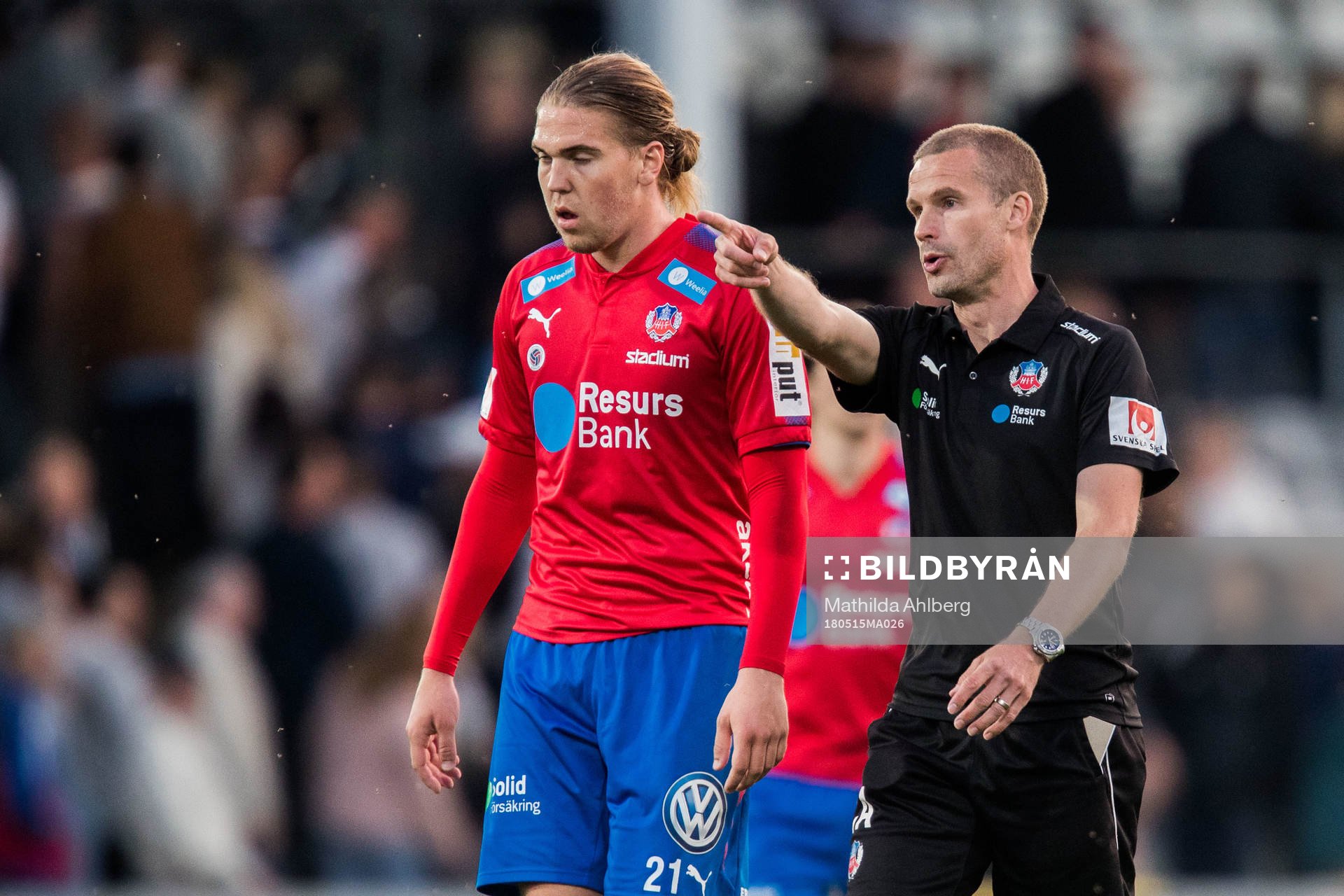 Helsingborgs Charlie Weberg och assisterande tränare