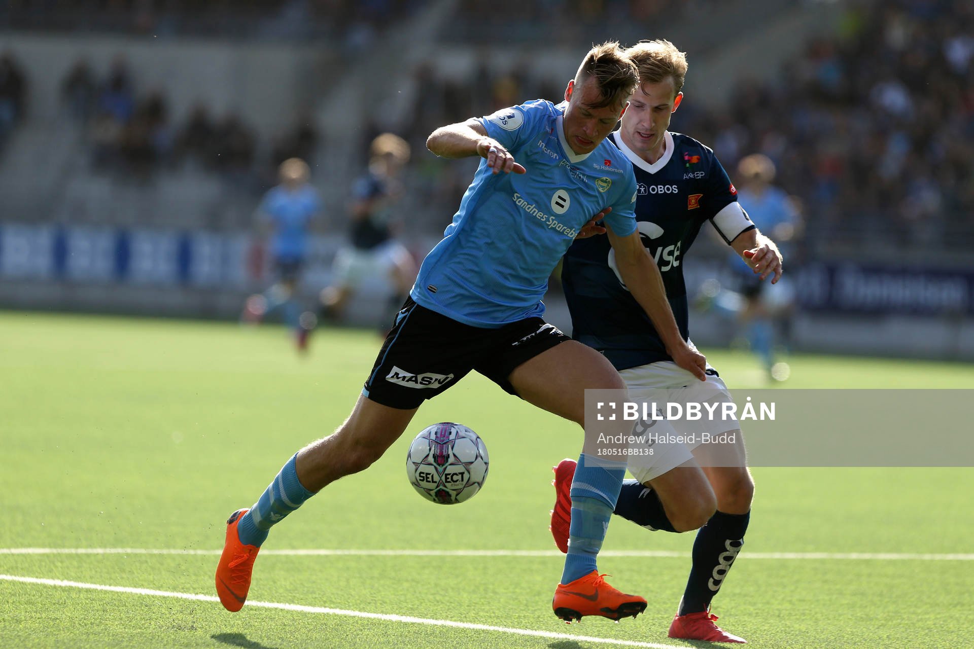 Kent Håvard Eriksen of Sandnes in action against Viljar