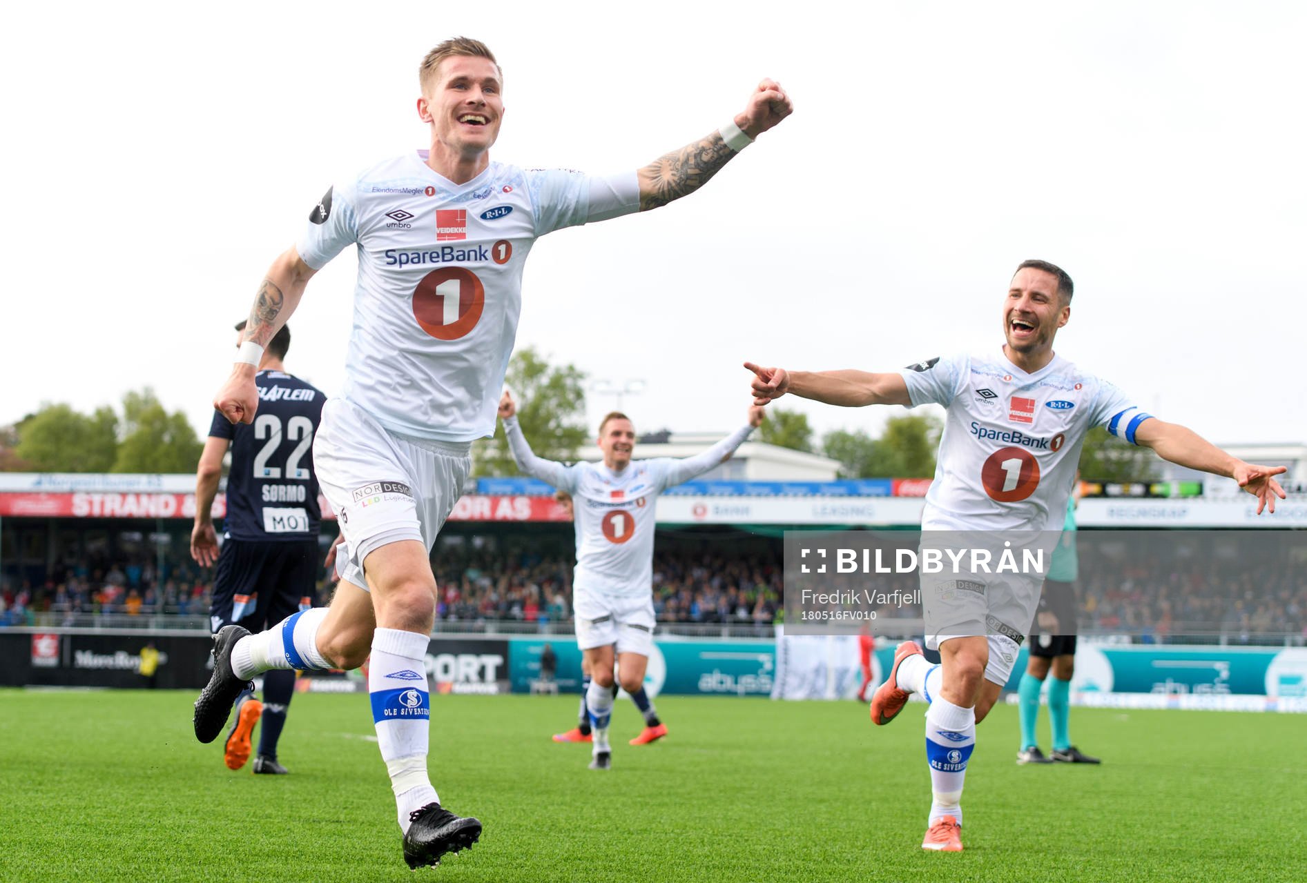 Erik Tønne of Ranheim celebrates after scoring 0-1 during the Eliteserien match between Kristiansund and Ranheim on May 16, 2018 in Kristiansund.