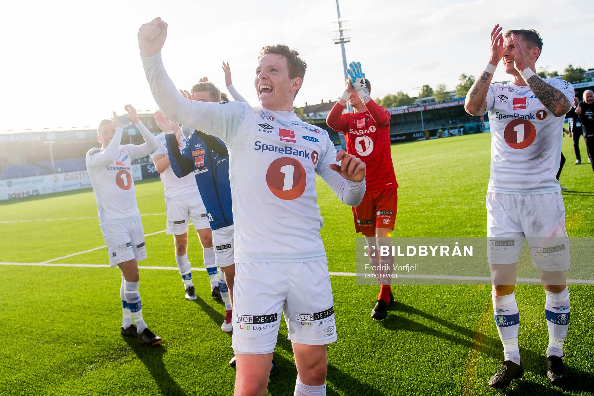 Aslak Fonn Witry of Ranheim celebrates after the Eliteserien match between Kristiansund and Ranheim on May 16, 2018 in Kristiansund.