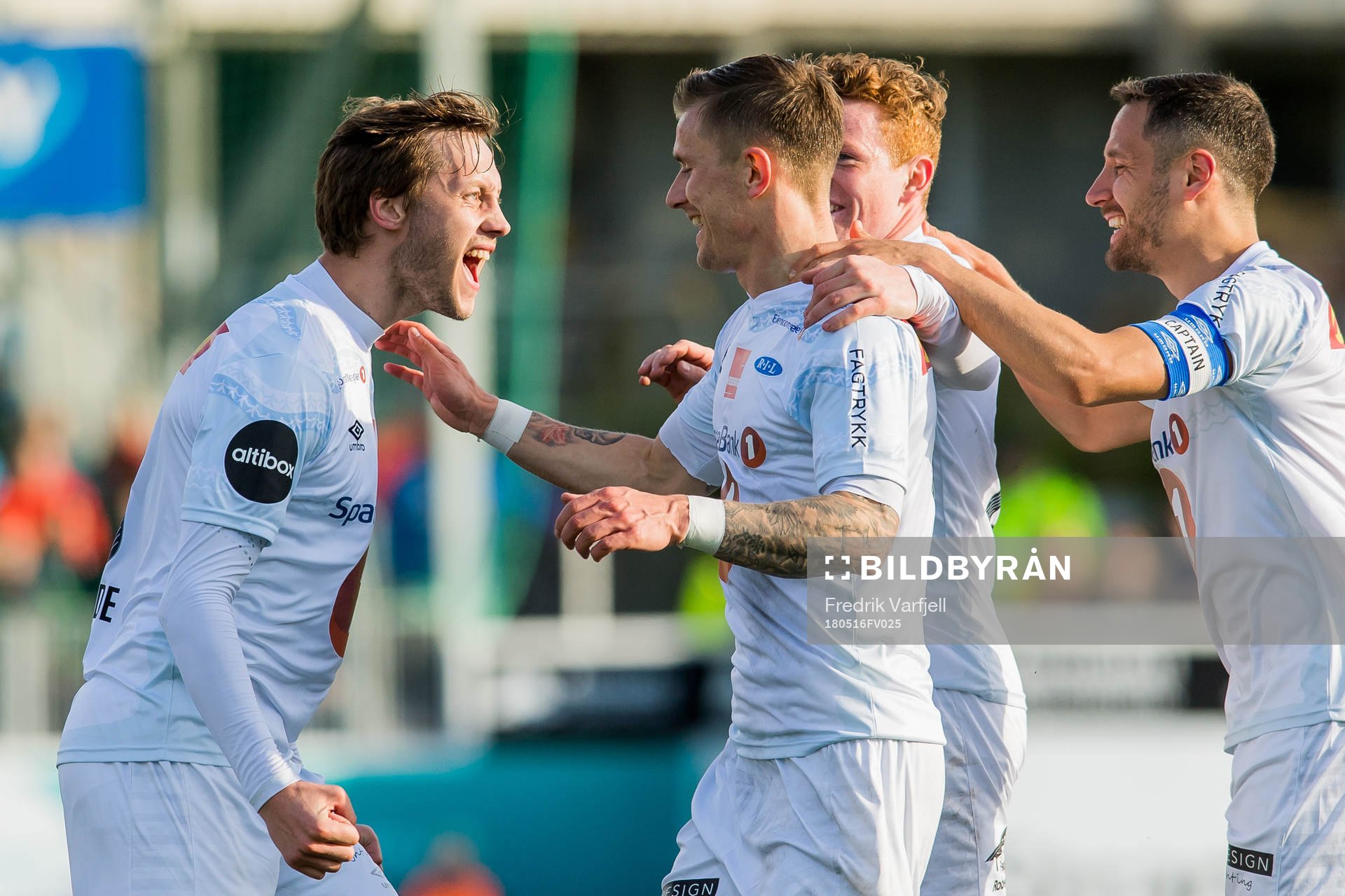 Erik Tønne of Ranheim celebrates with his teammates