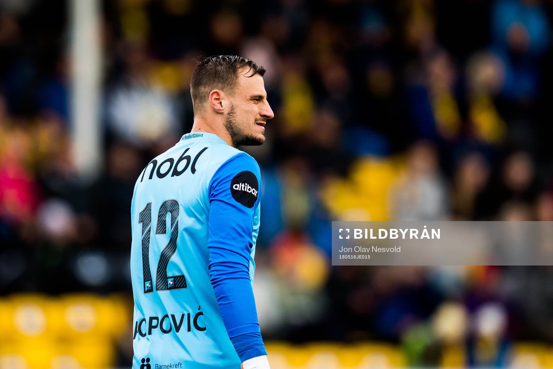 Goalkeeper Zoran Popovic of Bodø/Glimt during the Eliteserien match between Bodø/Glimt and Tromsø on May 16, 2018 in Bodø.