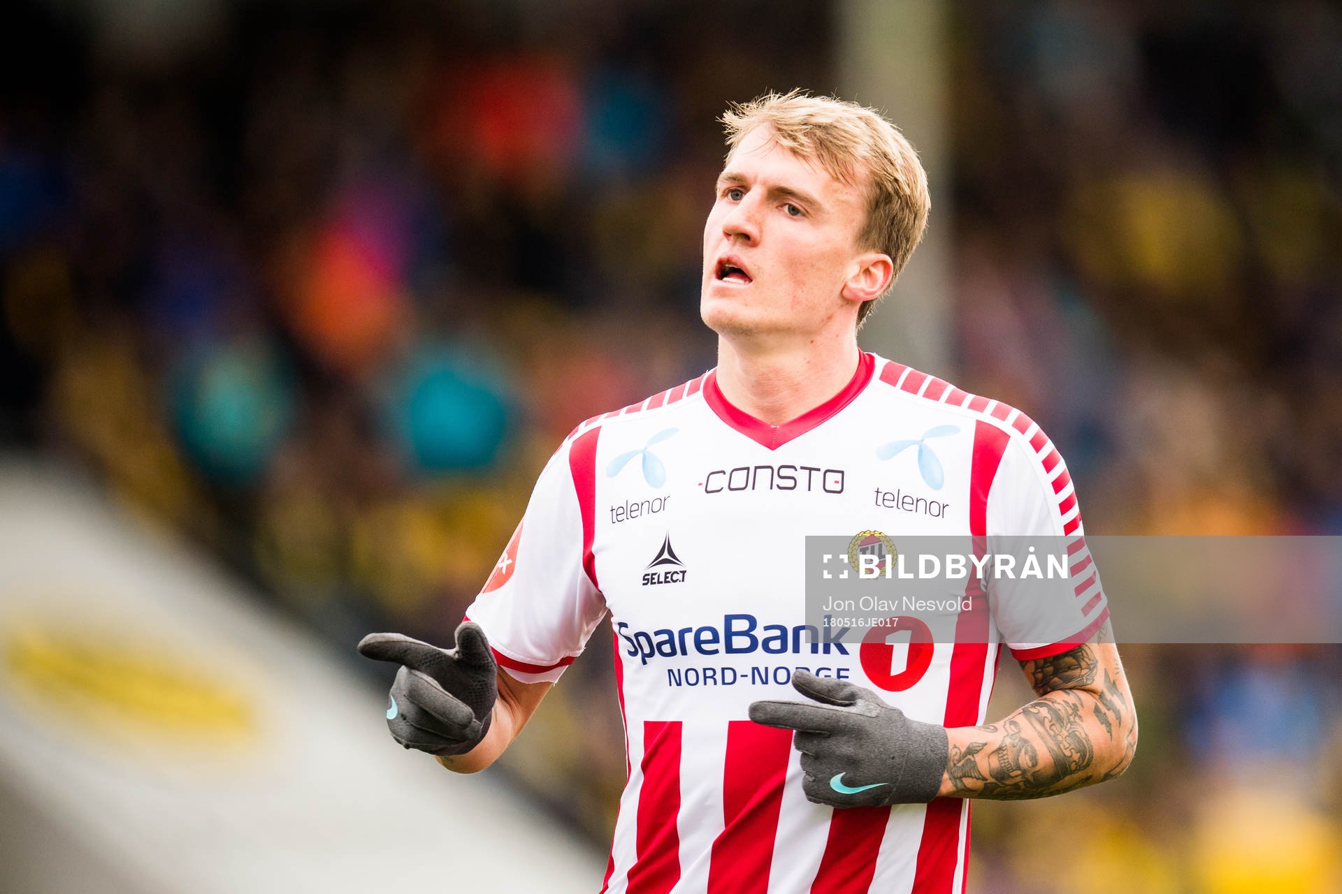 Runar Espejord of Tromsø celebrates the 0-1 goal