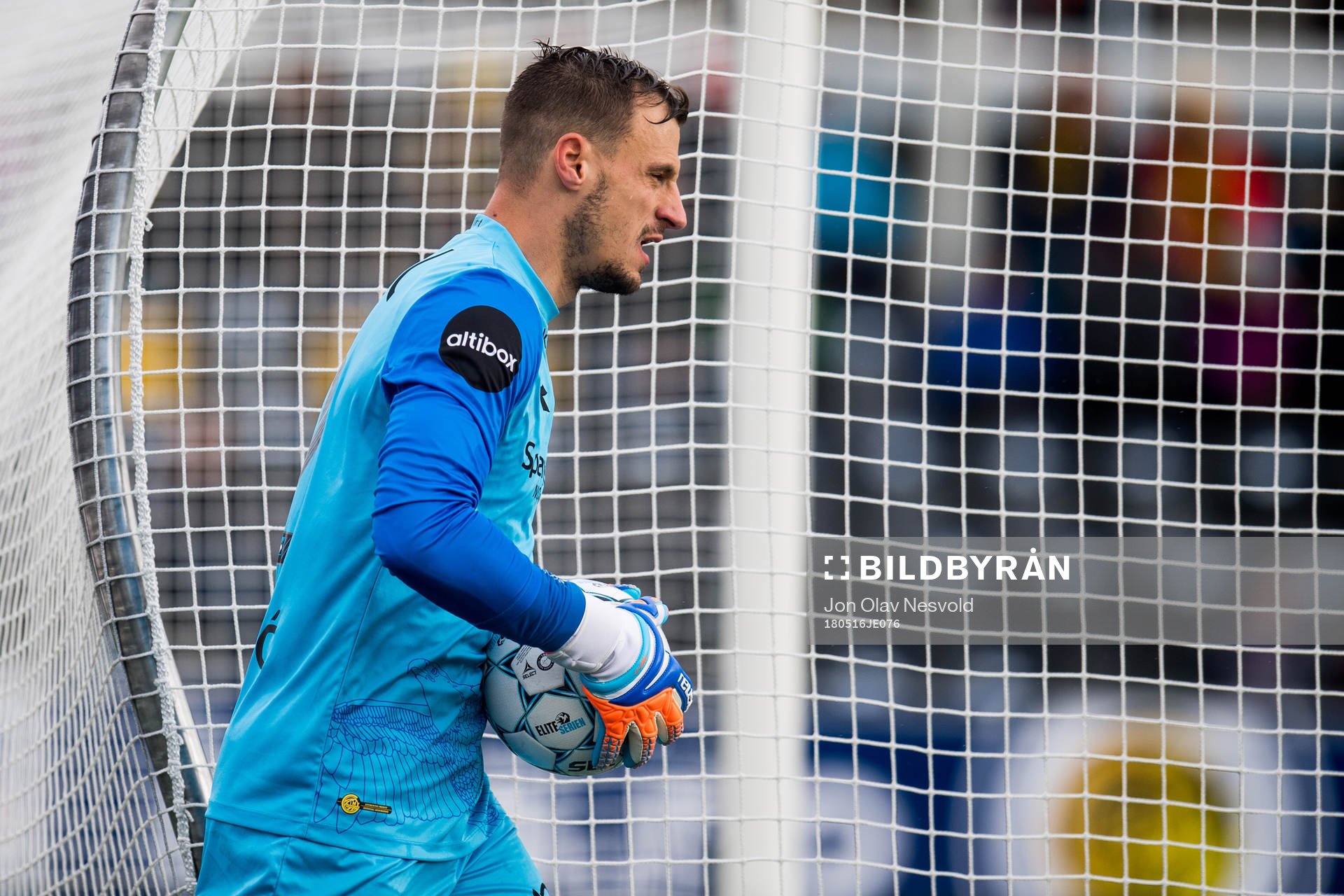 Goalkeeper Zoran Popovic of Bodø/Glimt during the Eliteserien match between Bodø/Glimt and Tromsø on May 16, 2018 in Bodø.