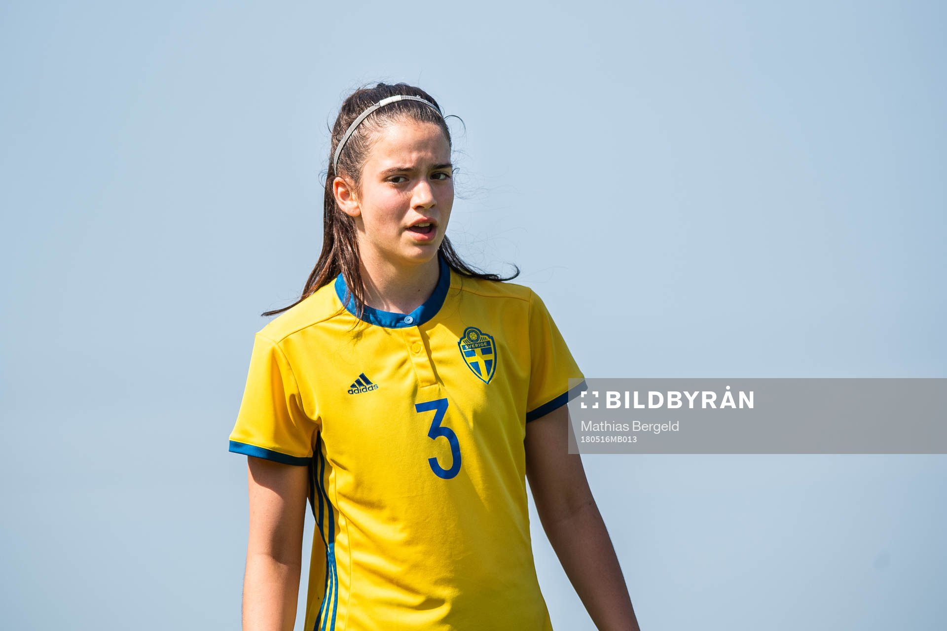 Sveriges Andrea Simonovic Pajovic under fotbollsmatchen i fyrnationsturneringen mellan Österrike och Sverige den 16 maj 2018 i Stenungsund.