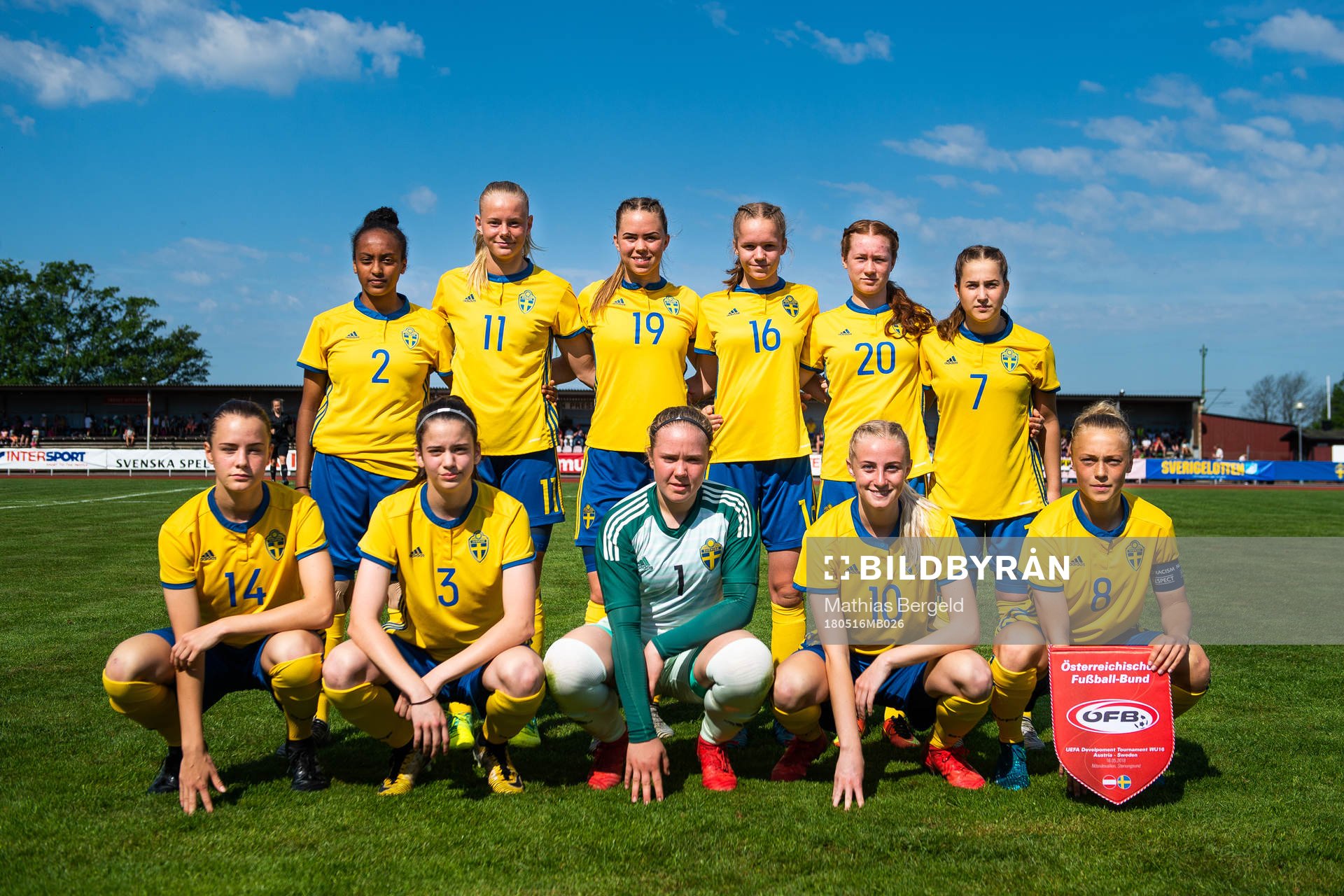 Sveriges startelva (övre raden från vänster) Arsema