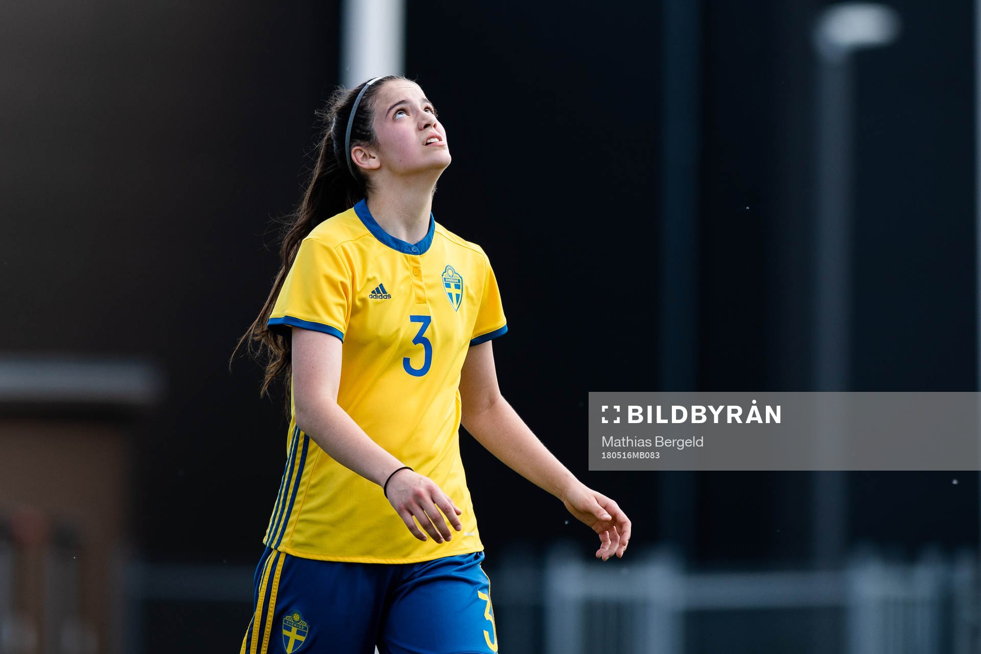 Sveriges Andrea Simonovic Pajovic under fotbollsmatchen i fyrnationsturneringen mellan Österrike och Sverige den 16 maj 2018 i Stenungsund.