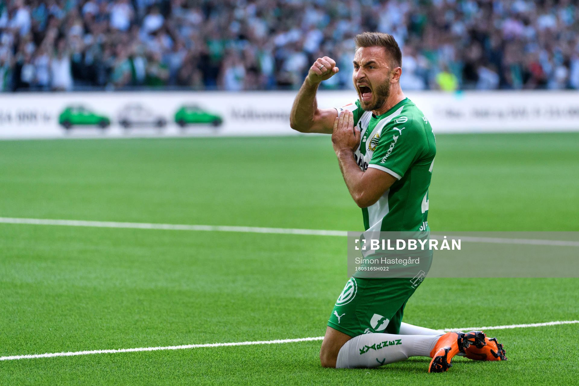 Hammarbys Muamer Tankovic under fotbollsmatchen i allsvenskan mellan Hammarby och Malmö FF den 16 maj 2018 i Stockholm.