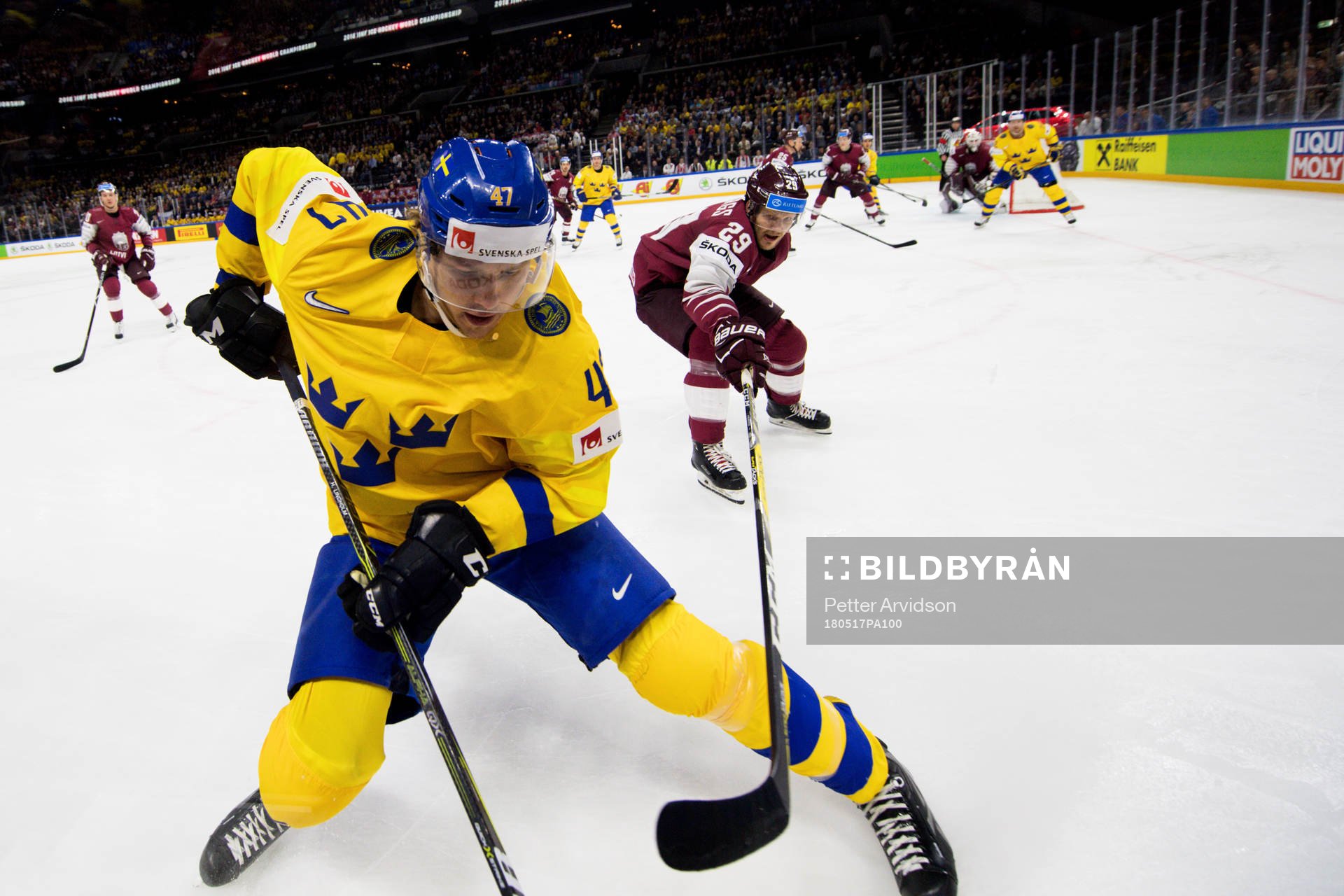 Sveriges Hampus Lindholm och Lettlands Ralfs Freibergs