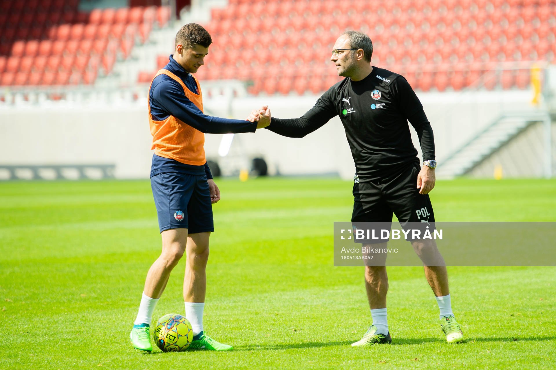 Helsingborgs tränare Per-Olja Ljung under fotbollsträning med Helsingborg den 28 maj 2018 Helsingborg.