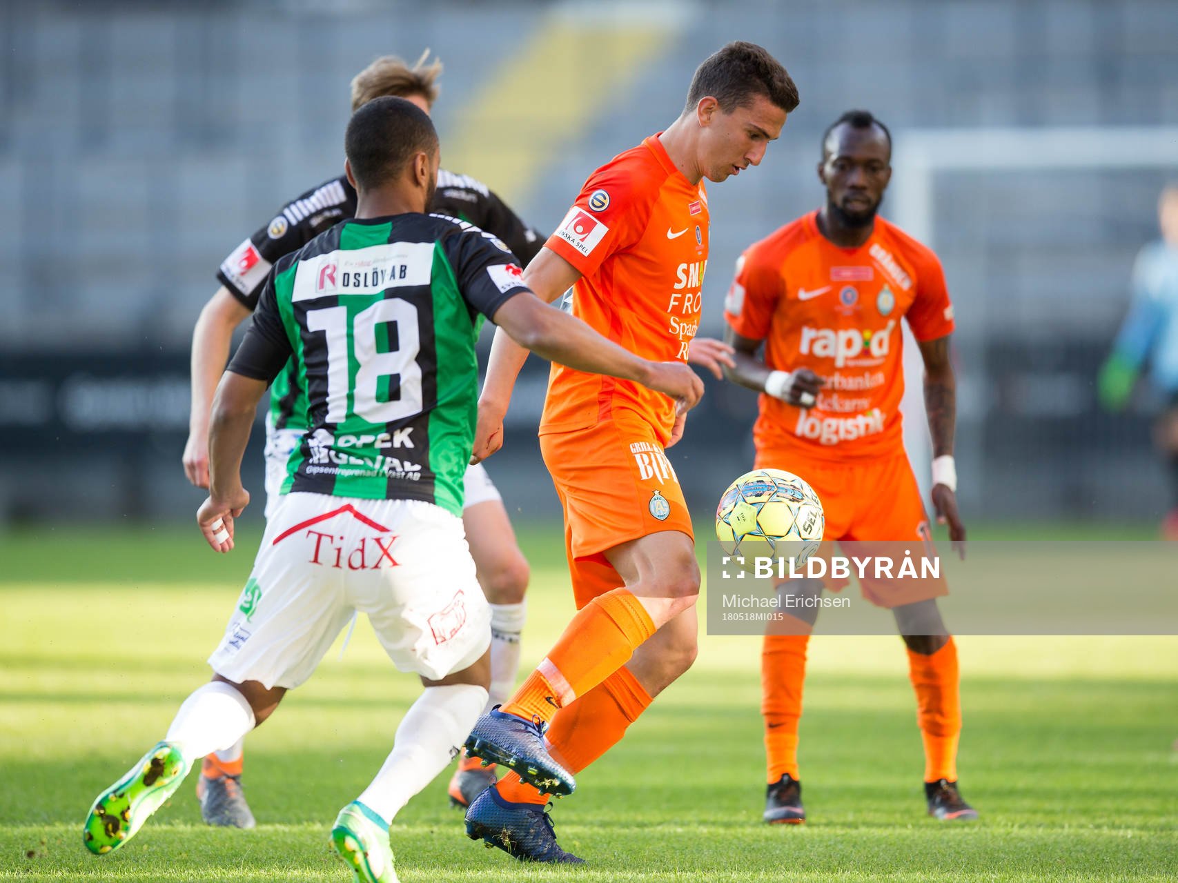 AFC Eskilstunas Adnan Kojic under fotbollsmatchen i Superettan mellan Gais och AFC Eskilstuna den 18 maj 2018 i Göteborg.