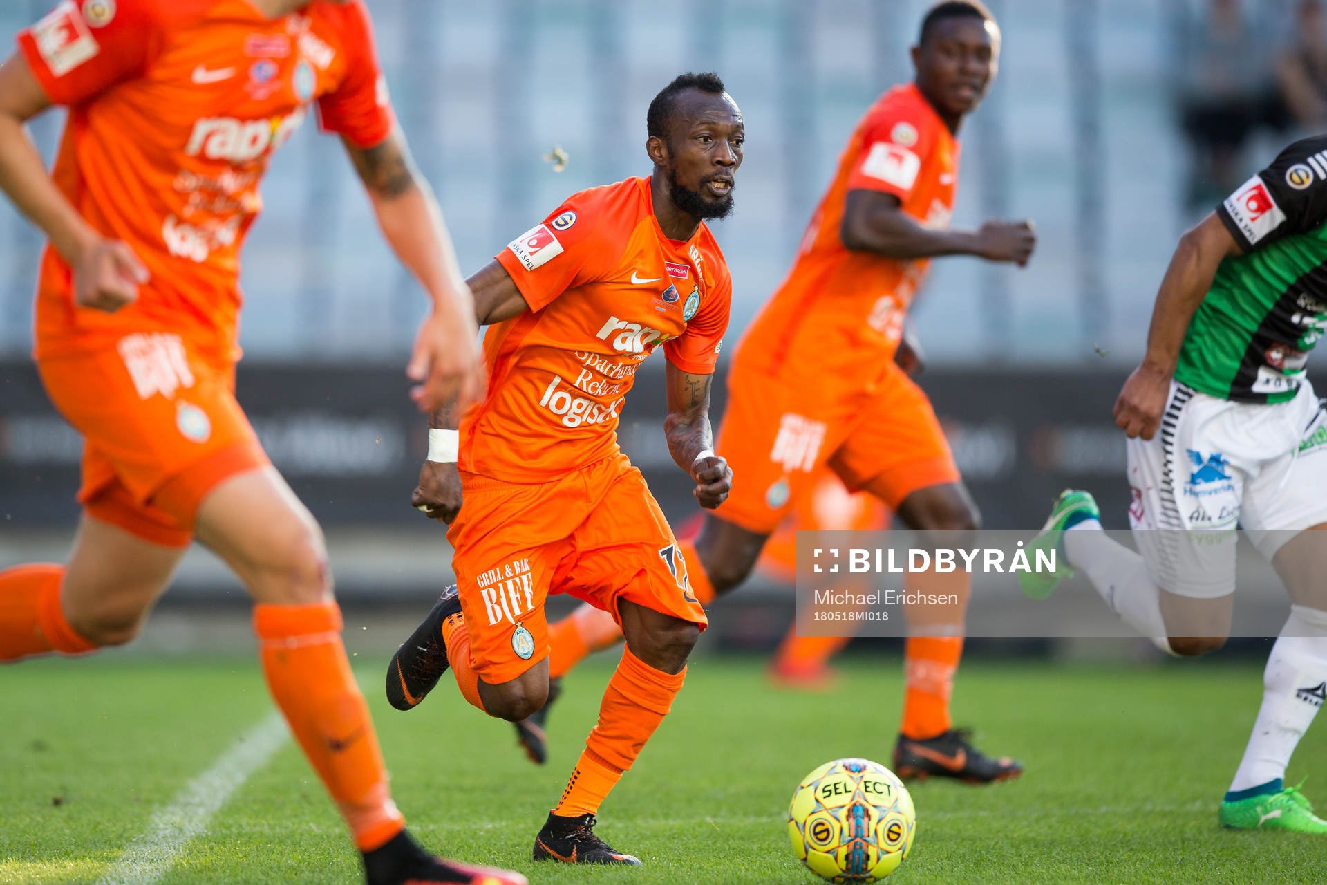 AFC Eskilstunas Ibrahim Bali Toure under fotbollsmatchen i Superettan mellan Gais och AFC Eskilstuna den 18 maj 2018 i Göteborg.