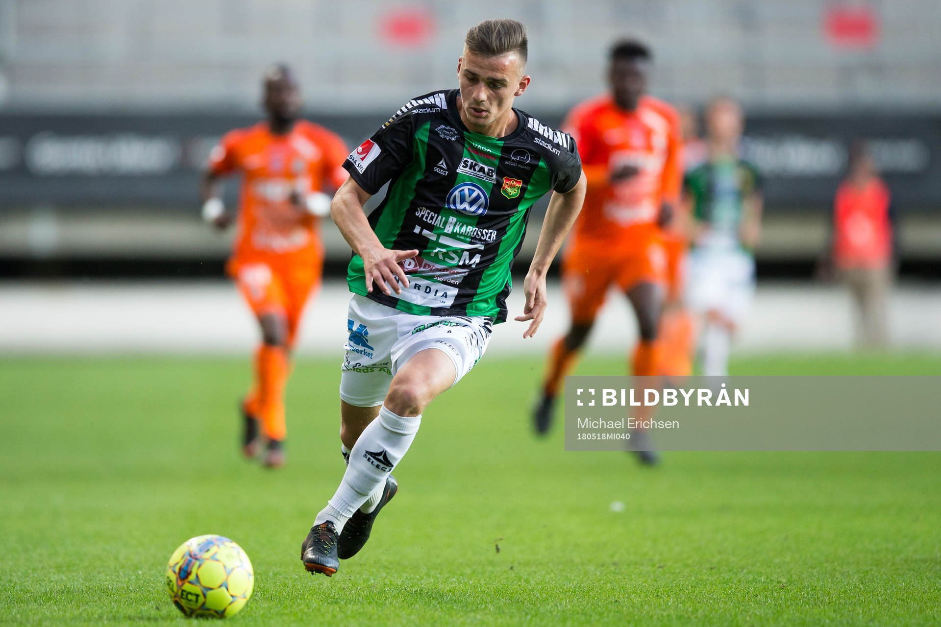 GAIS Ajdin Zeljkovic under fotbollsmatchen i Superettan mellan Gais och AFC Eskilstuna den 18 maj 2018 i Göteborg.