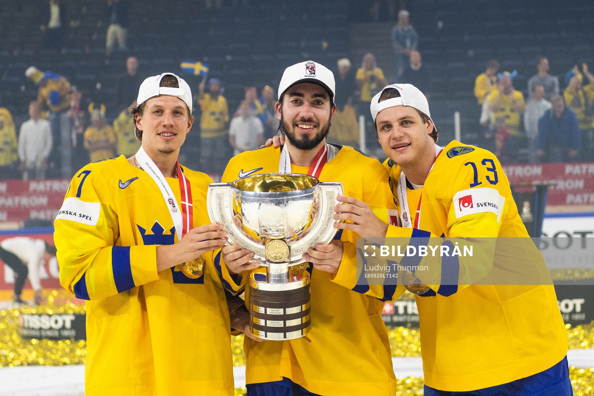 Sveriges Rickard Rakell, Mika Zibanejad och Mattias Janmark