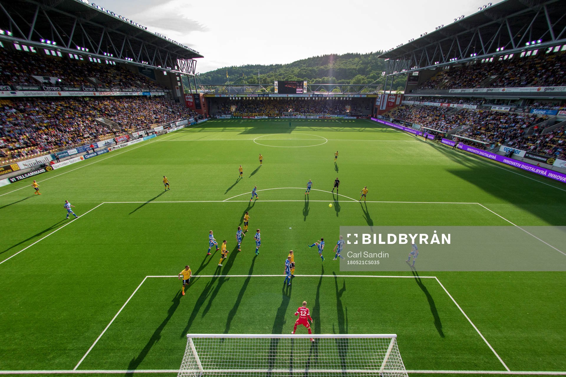 Vy över Borås Arena under fotbollsmatchen i Allsvenskan mellan Elfsborg och IFK Göteborg den 21 maj 2018 i Borås.